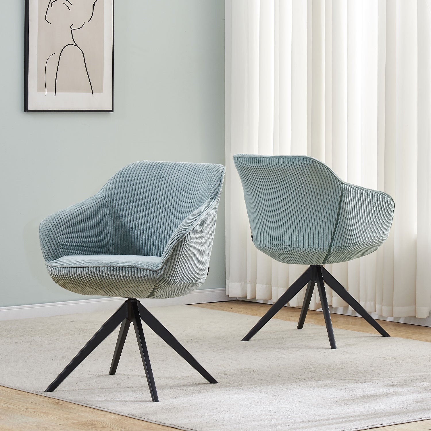 Esszimmerstuhl ARVIT – Drehbarer Stuhl mit Armlehnen & Cord oder Wildlederoptik | B&D home