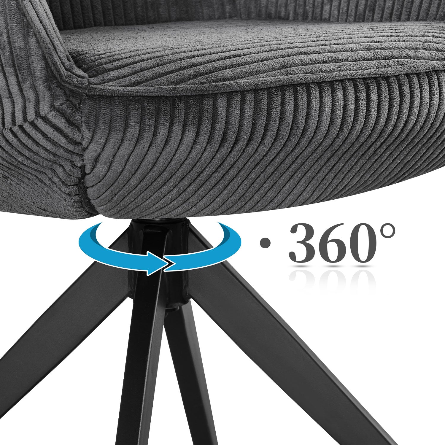 B-Ware Drehstuhl ARVIT, Dunkelgrau, Cord | mit 360°-Drehfunktion | B&D home
