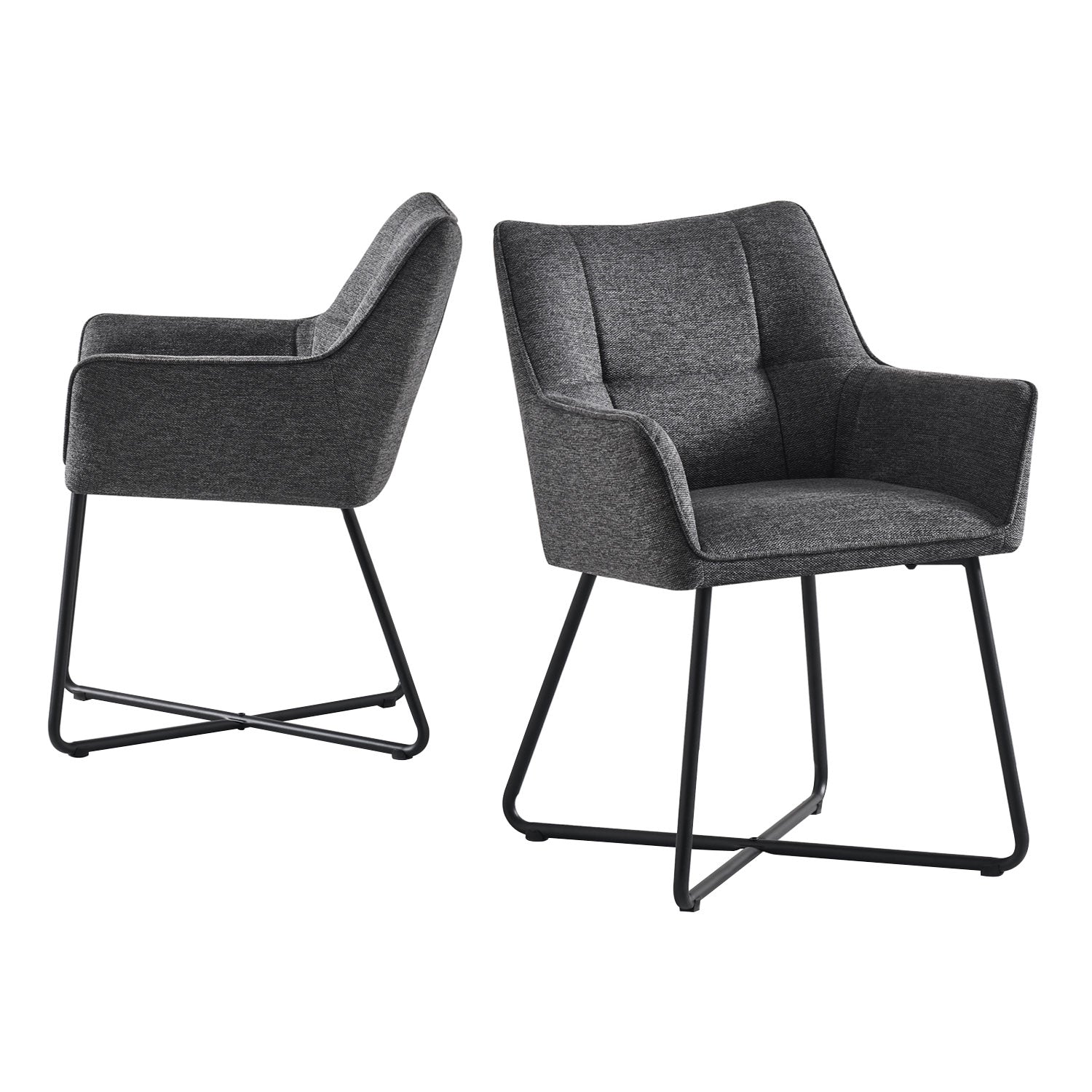 B-Ware Esszimmerstuhl BREIGHT, 2er Set, Anthrazit | komfortabel & stilvoll | B&D home