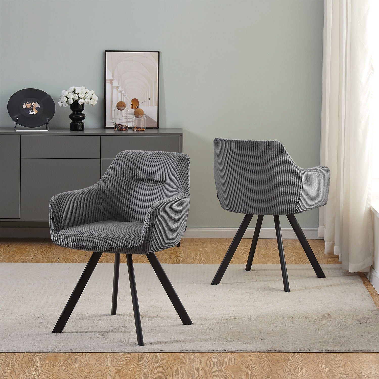 Esszimmerstühle 2er Set CYRUS – mit Armlehne & Stepppolsterung| B&D home