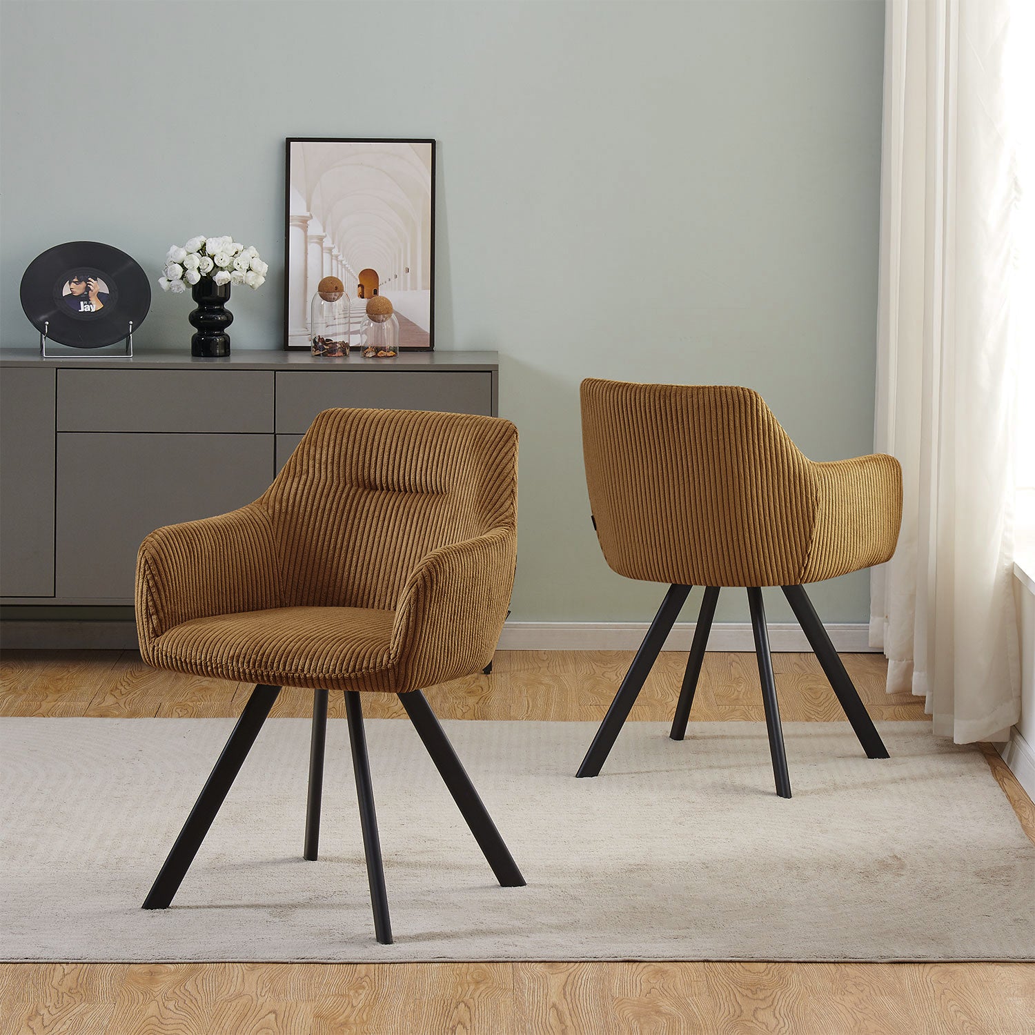 Esszimmerstühle 2er Set CYRUS – mit Armlehne & Stepppolsterung| B&D home