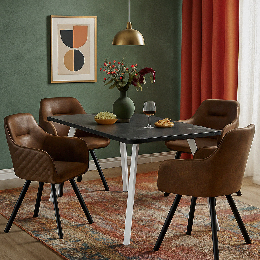 Esszimmerstühle 2er Set CYRUS – mit Armlehne & Stepppolsterung| B&D home