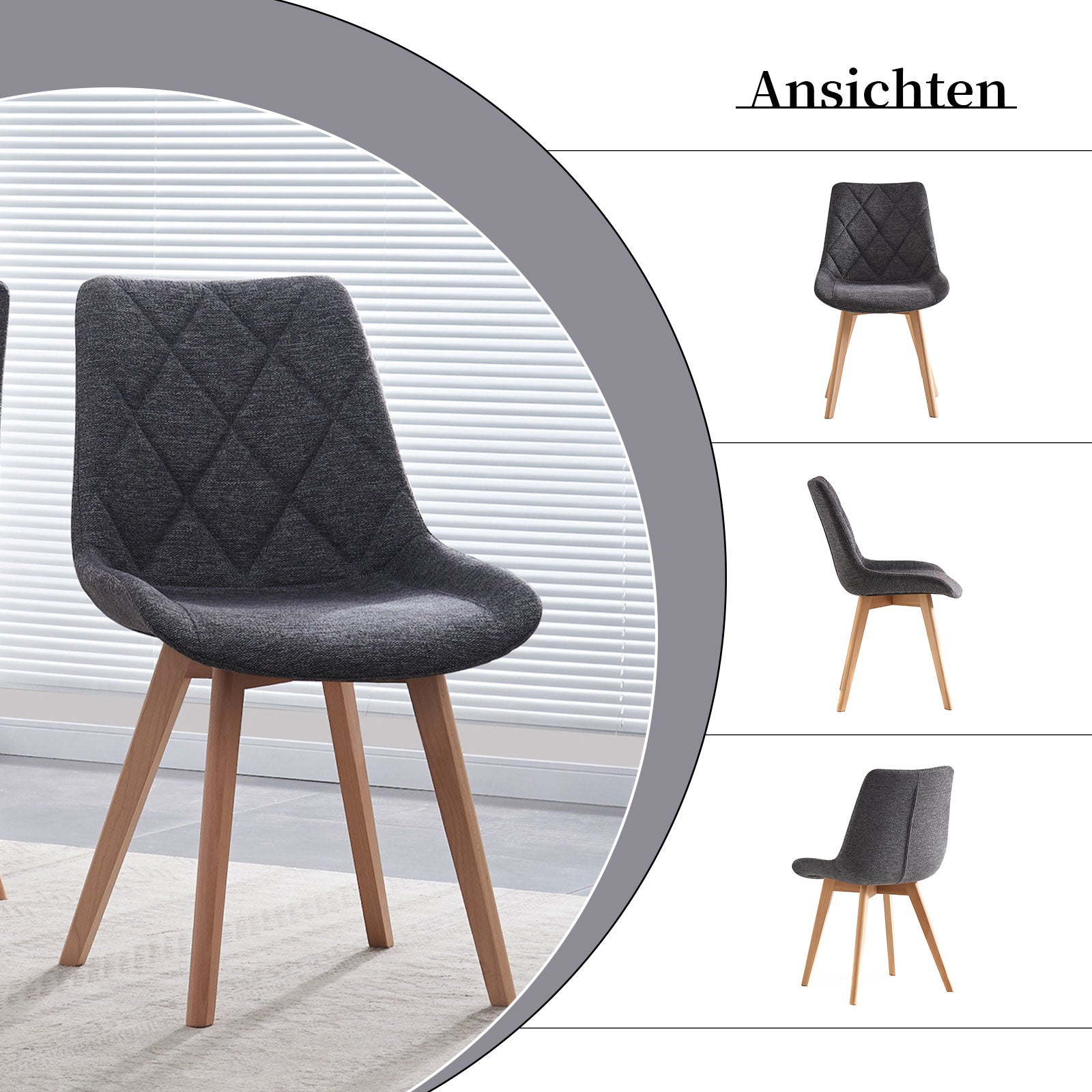 Esszimmerstühle 2er Set TANIA – Polsterstuhl mit Steppung & Holzbeinen | B&D home