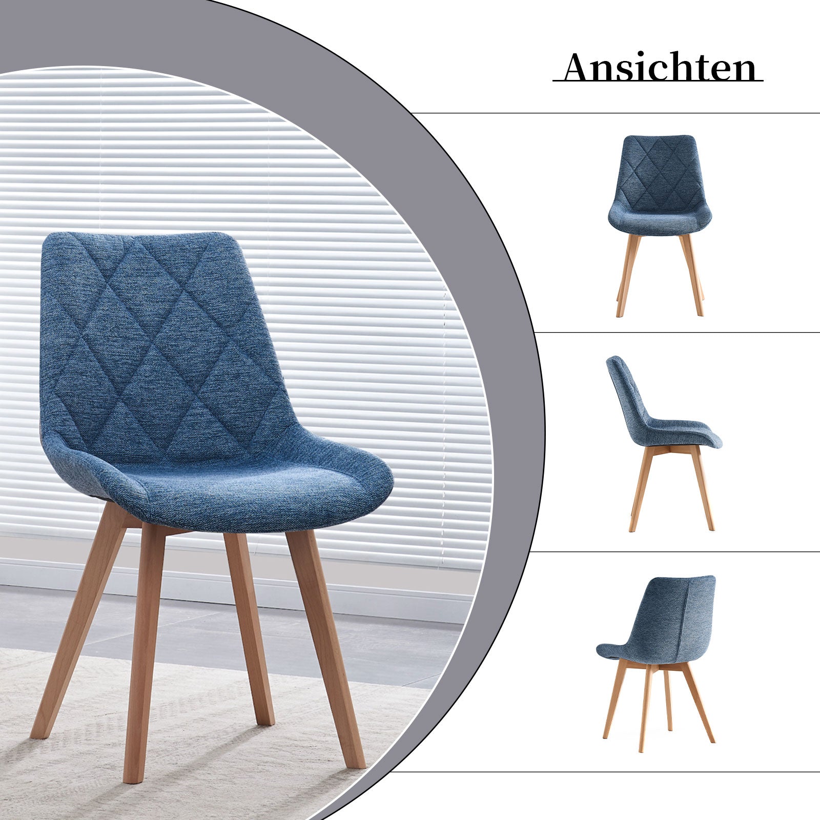 Esszimmerstühle 2er Set TANIA – Polsterstuhl mit Steppung & Holzbeinen | B&D home