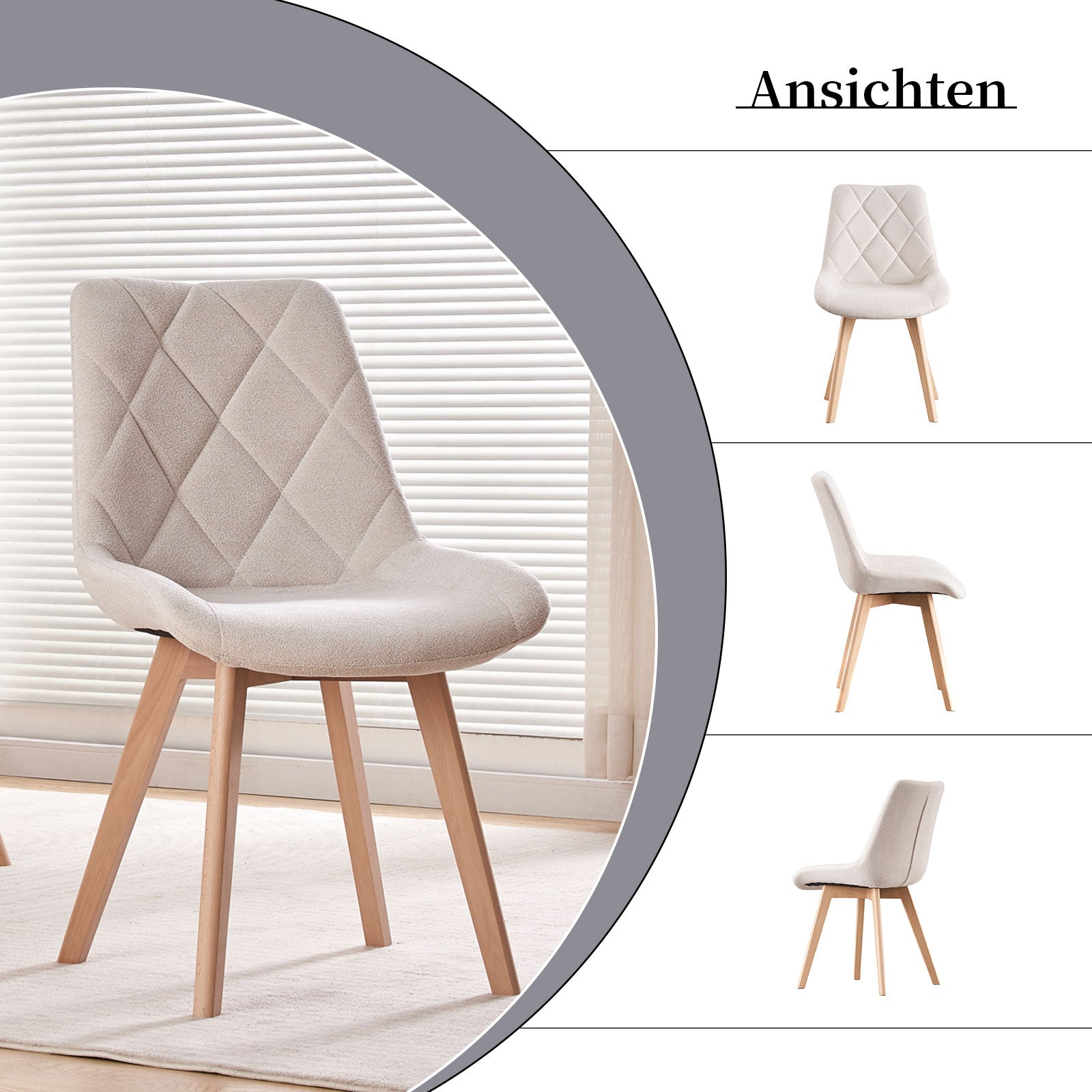 Esszimmerstühle 2er Set TANIA – Polsterstuhl mit Steppung & Holzbeinen | B&D home