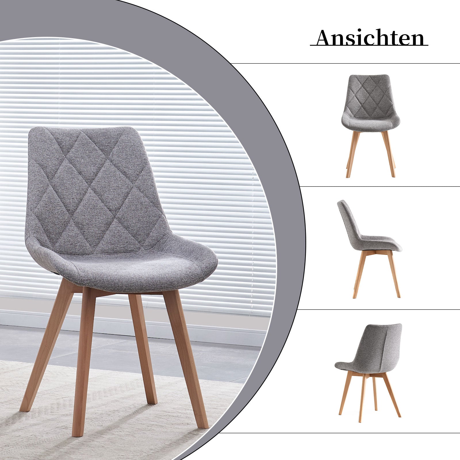 Esszimmerstühle 2er Set TANIA – Polsterstuhl mit Steppung & Holzbeinen | B&D home