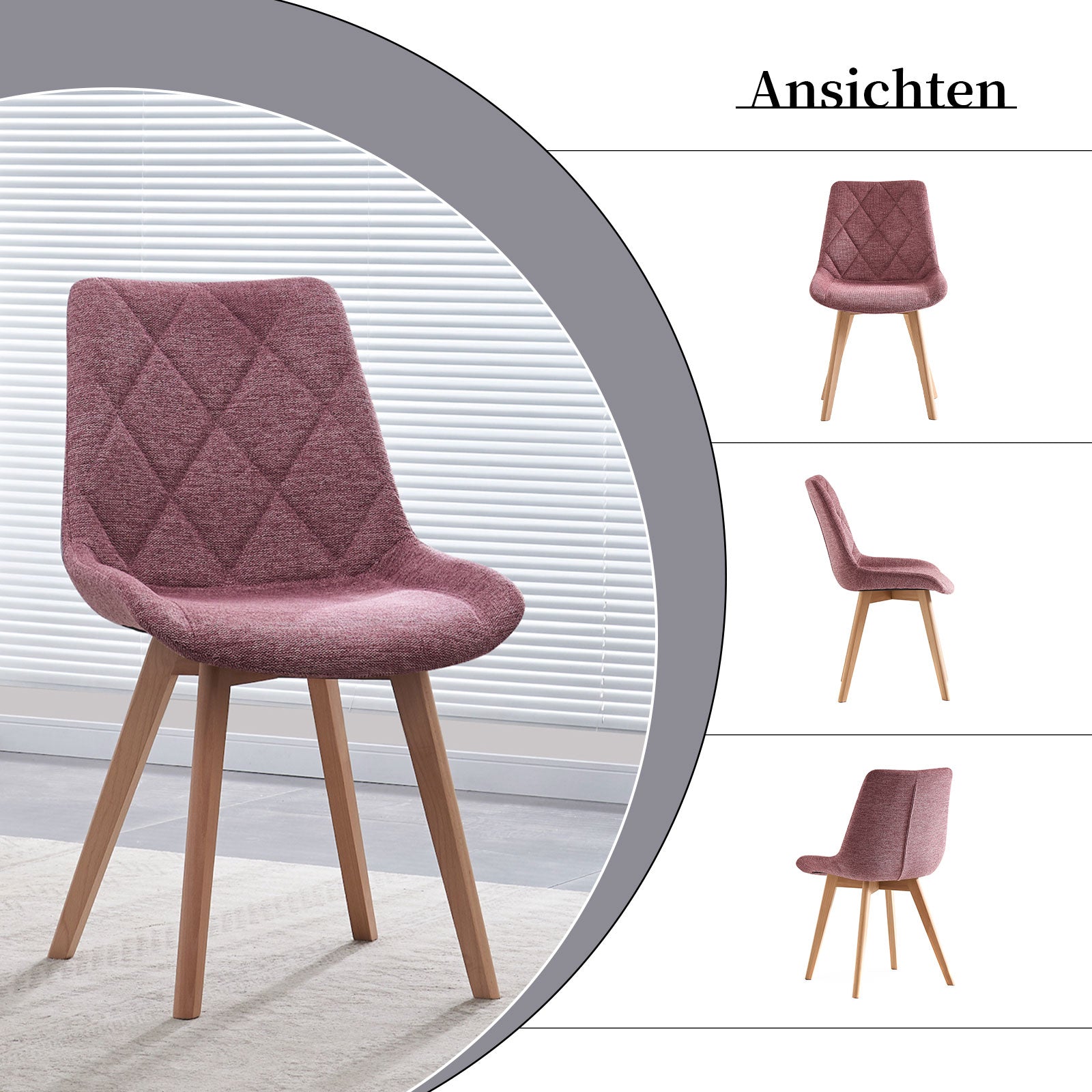 Esszimmerstühle 2er Set TANIA – Polsterstuhl mit Steppung & Holzbeinen | B&D home