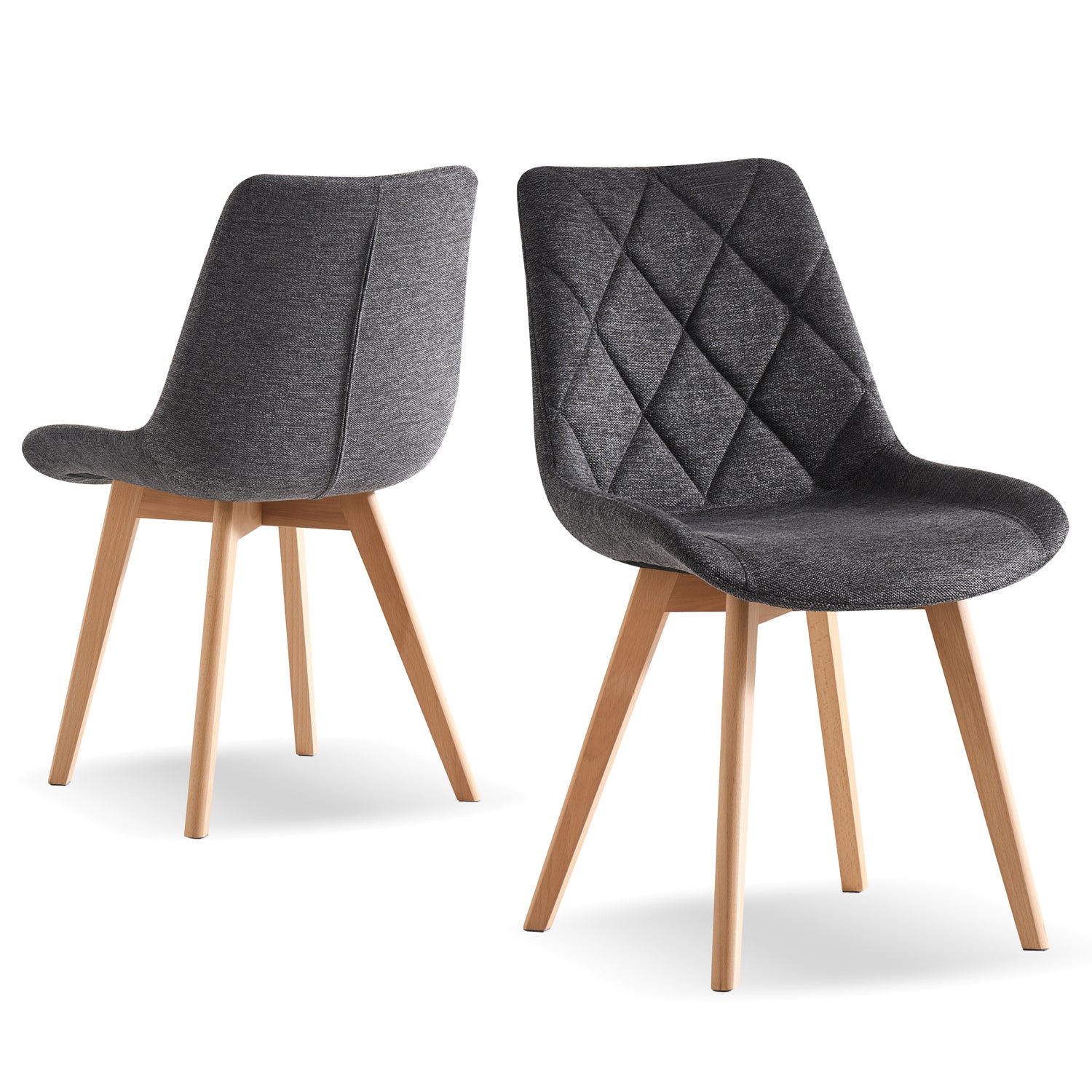 Esszimmerstühle 2er Set TANIA – Polsterstuhl mit Steppung & Holzbeinen | B&D home