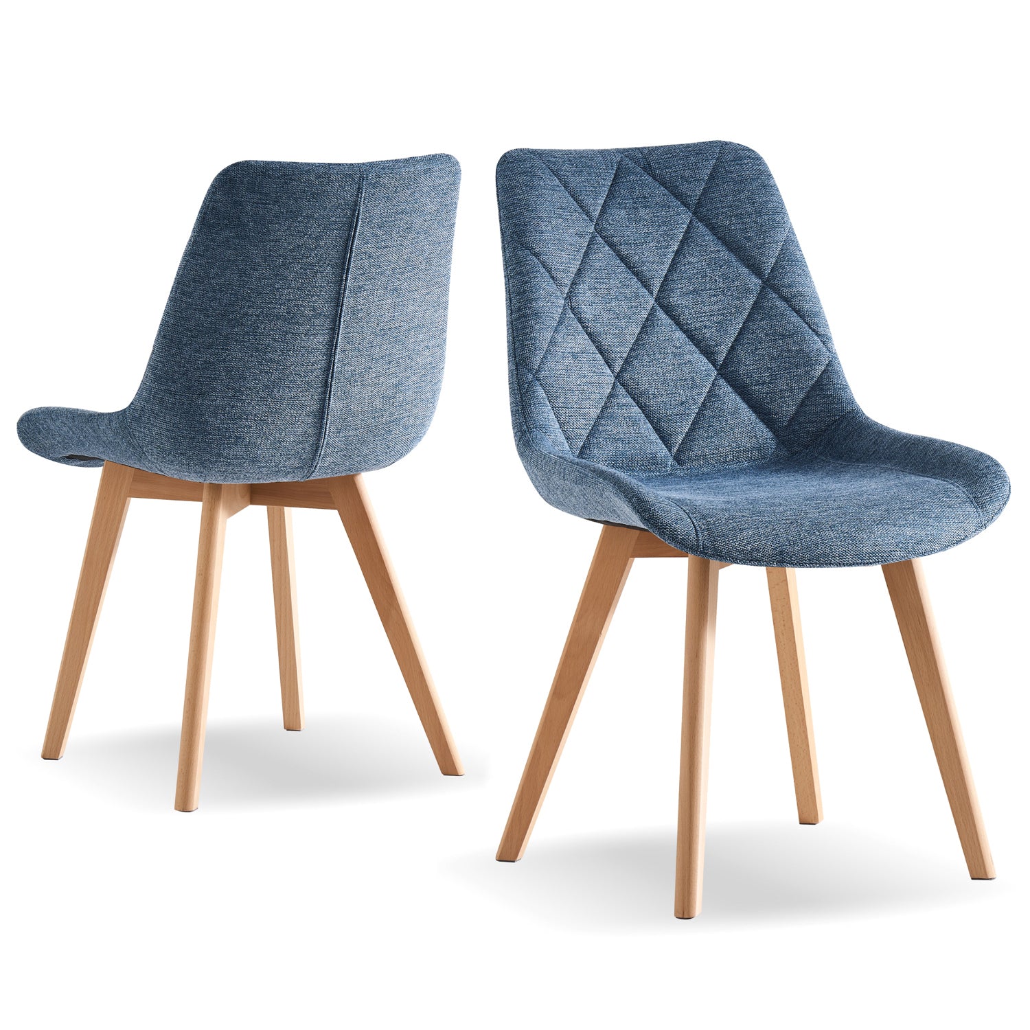 Esszimmerstühle 2er Set TANIA – Polsterstuhl mit Steppung & Holzbeinen | B&D home