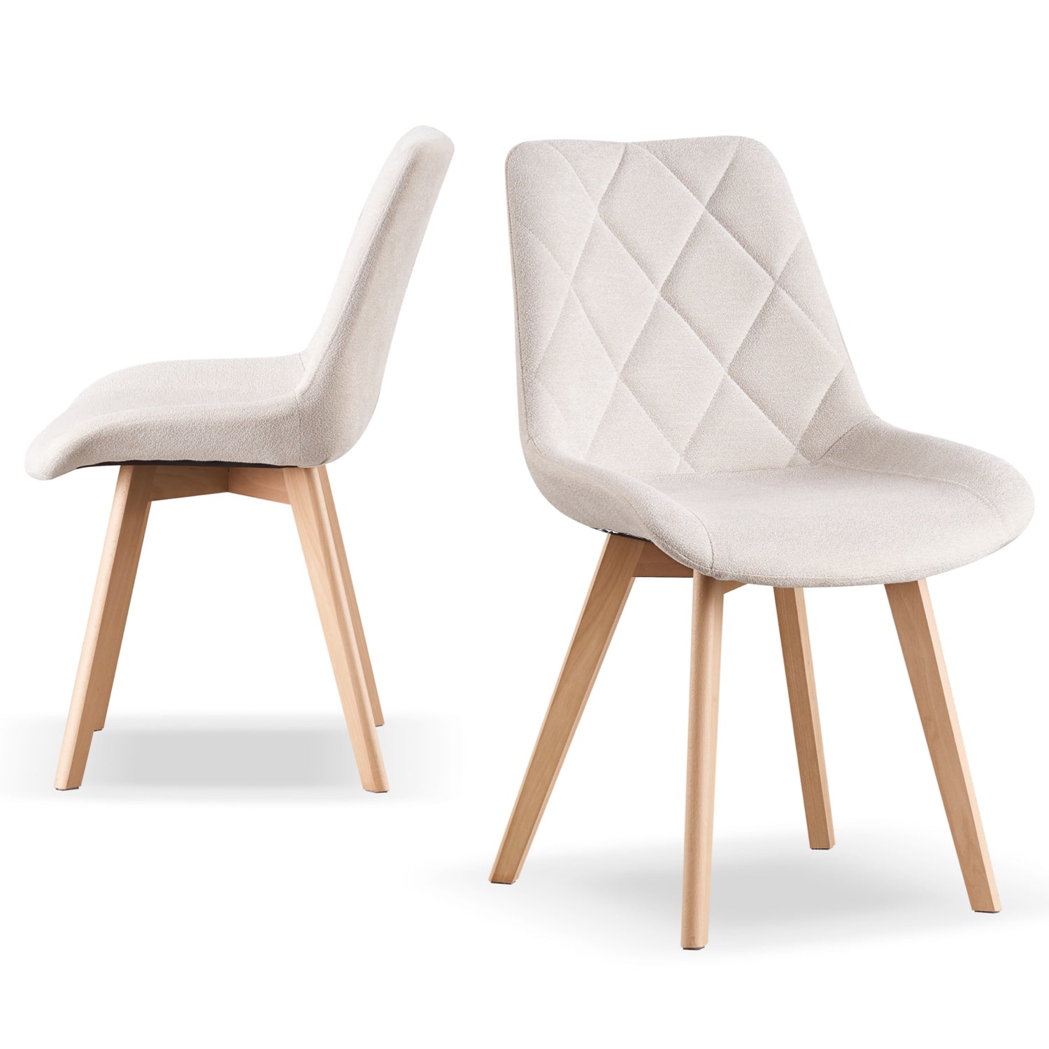 Esszimmerstühle 2er Set TANIA – Polsterstuhl mit Steppung & Holzbeinen | B&D home