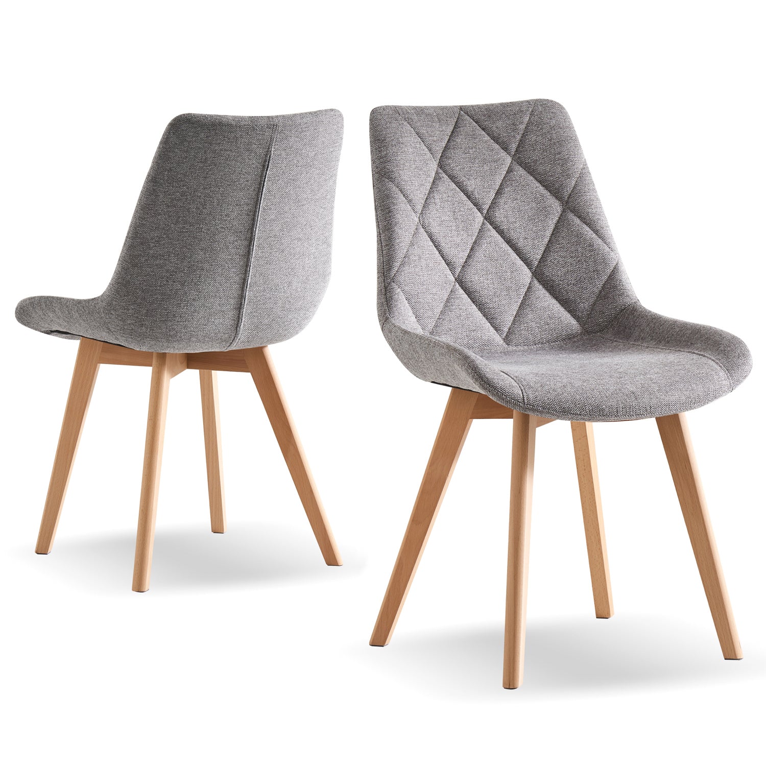 Esszimmerstühle 2er Set TANIA – Polsterstuhl mit Steppung & Holzbeinen | B&D home