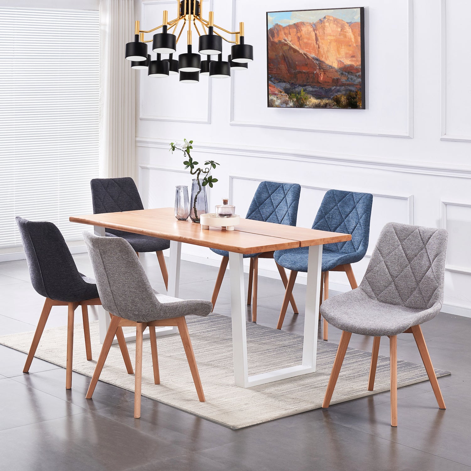 Esszimmerstühle 2er Set TANIA – Polsterstuhl mit Steppung & Holzbeinen | B&D home