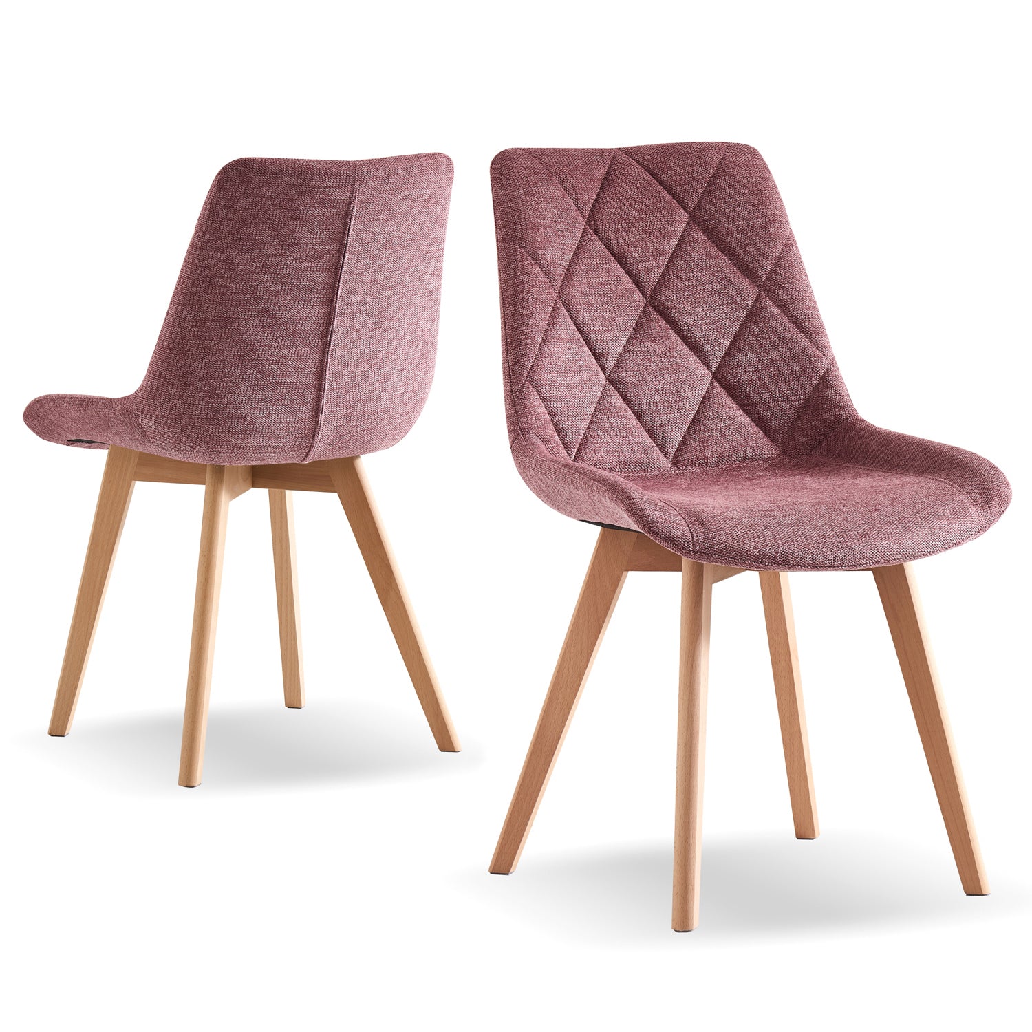 Esszimmerstühle 2er Set TANIA – Polsterstuhl mit Steppung & Holzbeinen | B&D home
