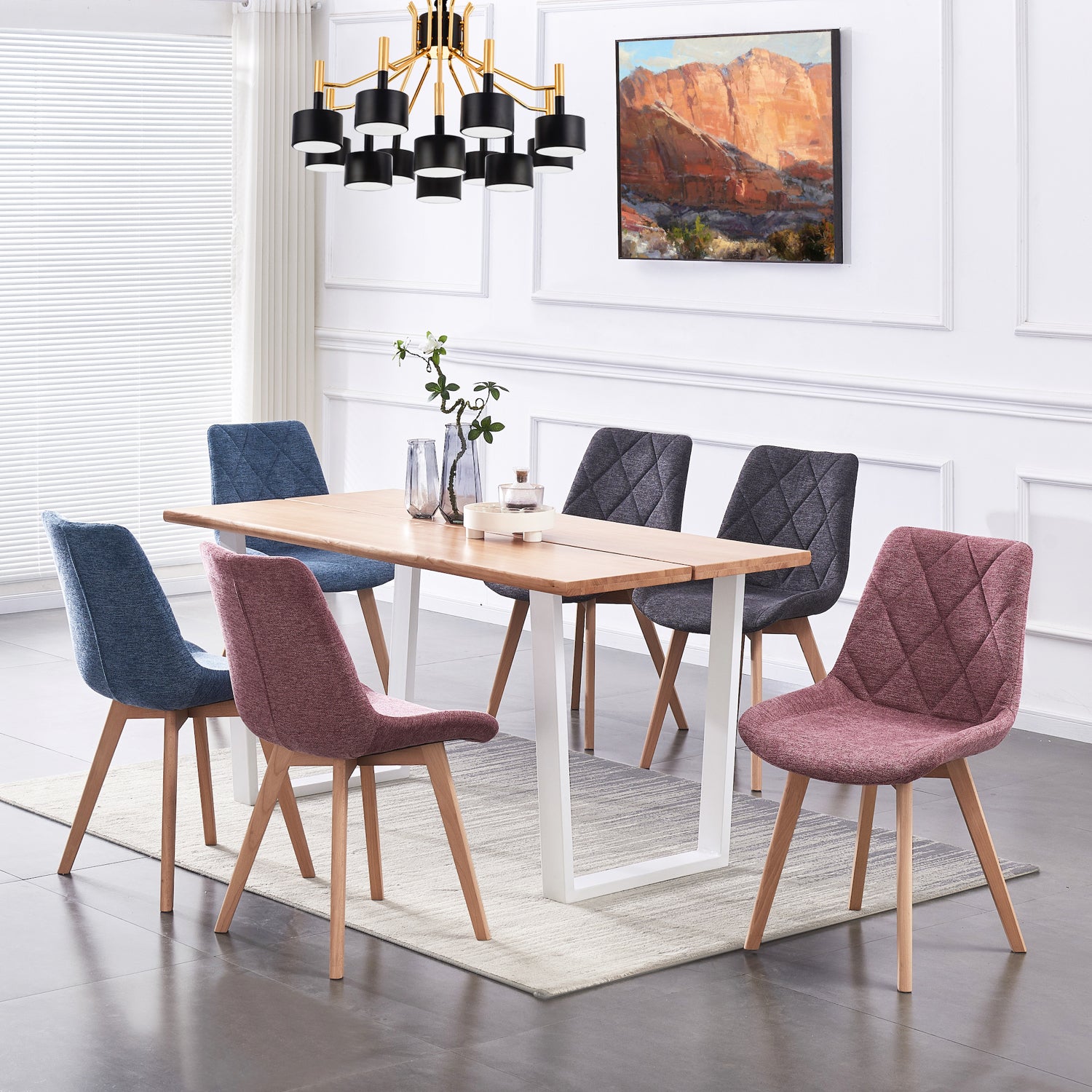 Esszimmerstühle 2er Set TANIA – Polsterstuhl mit Steppung & Holzbeinen | B&D home