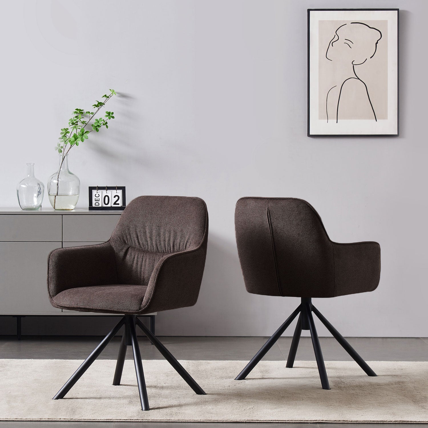 Esszimmerstuhl LATONA – Drehbarer Polsterstuhl mit Armlehne & Metallgestell | B&D home
