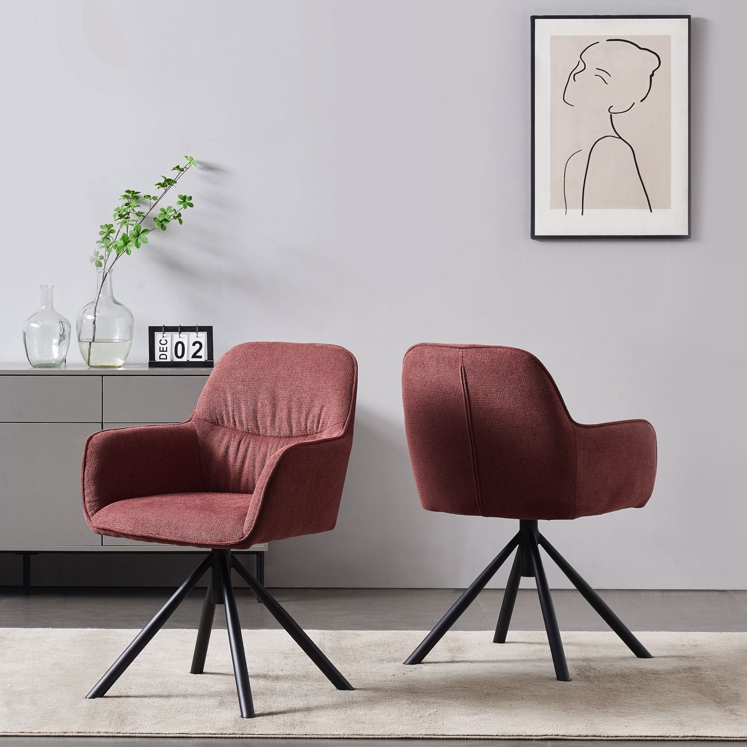 Esszimmerstuhl LATONA – Drehbarer Polsterstuhl mit Armlehne & Metallgestell | B&D home