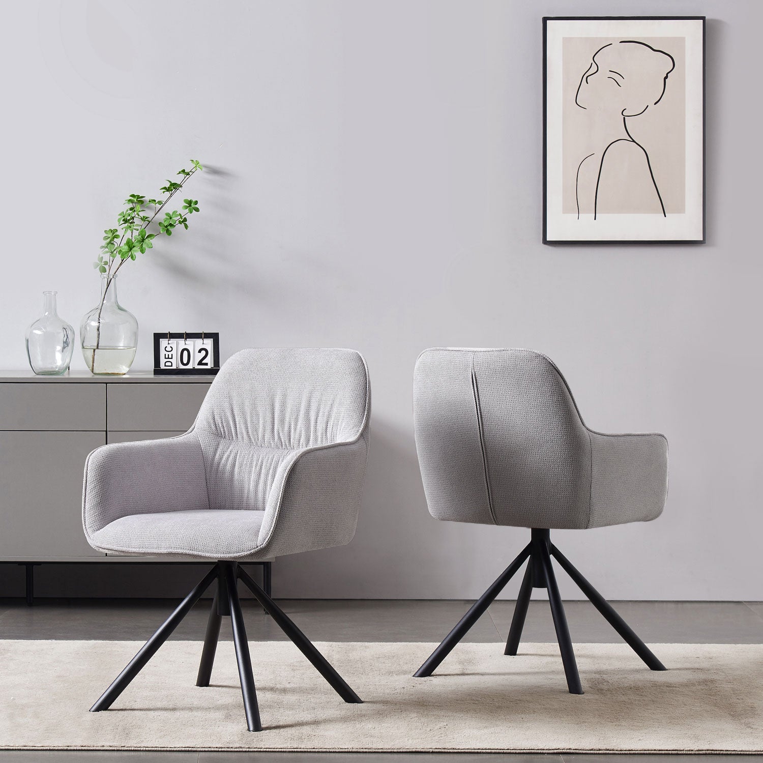 Esszimmerstuhl LATONA – Drehbarer Polsterstuhl mit Armlehne & Metallgestell | B&D home