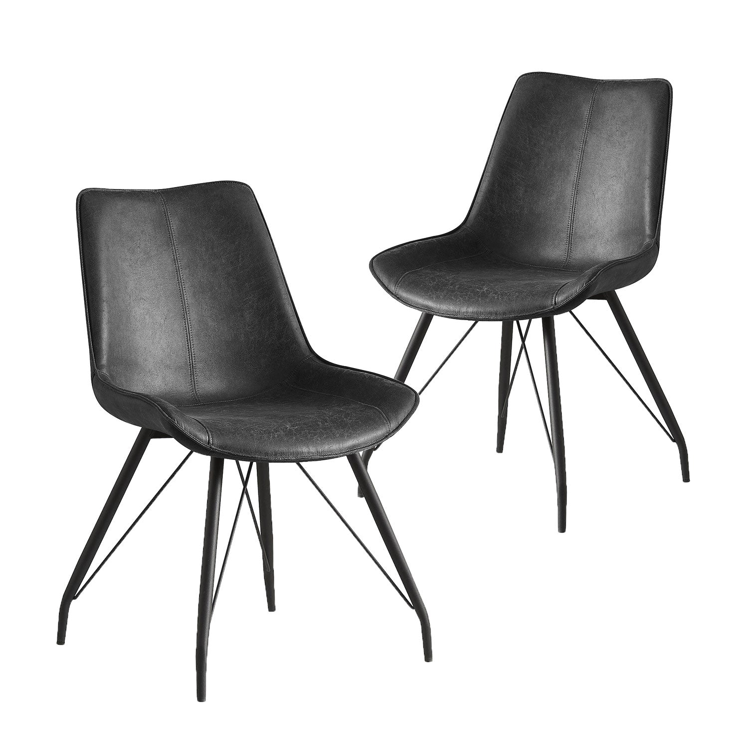 Esszimmerstühle 2er Set MATS – Polsterstuhl in Vintage-Lederoptik mit Metallgestell | B&D home