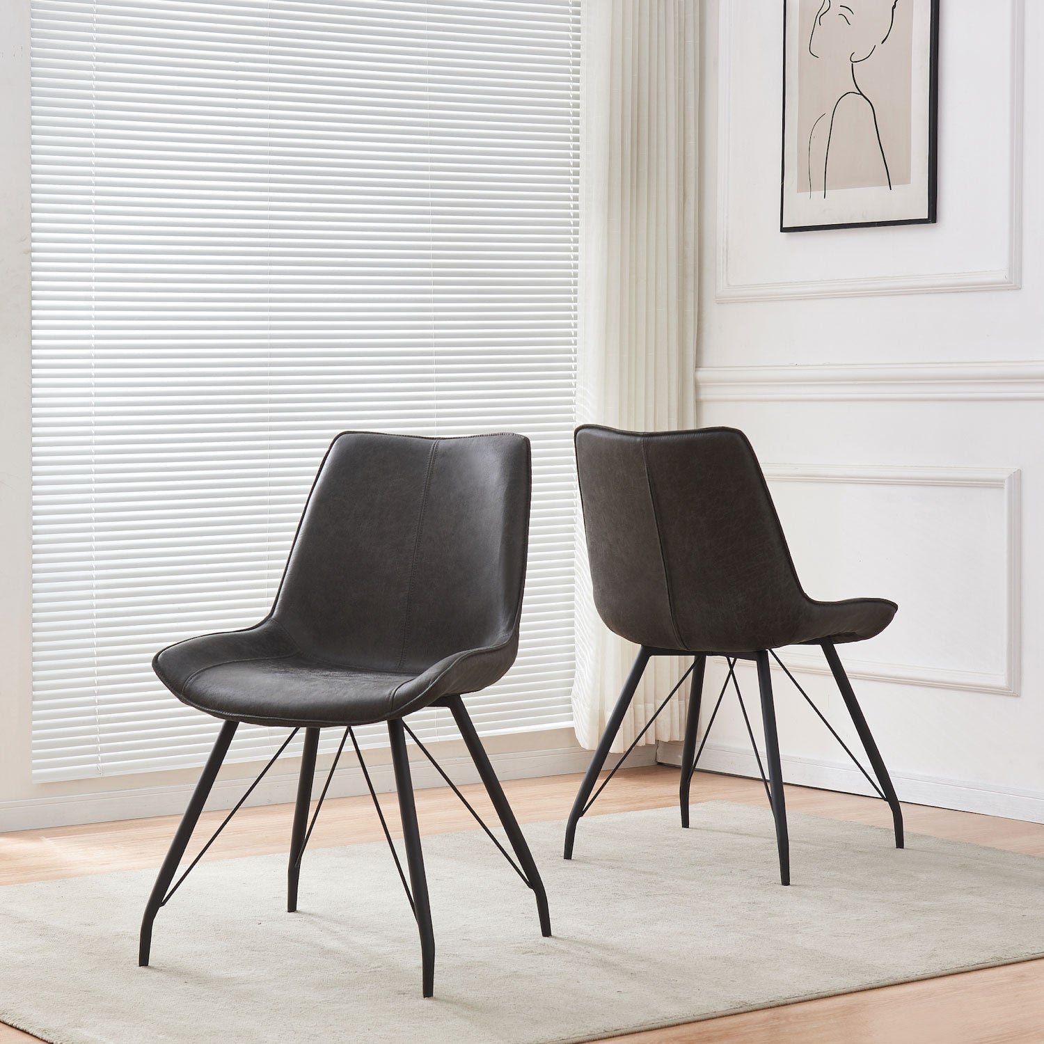 Esszimmerstühle 2er Set MATS – Polsterstuhl in Vintage-Lederoptik mit Metallgestell | B&D home