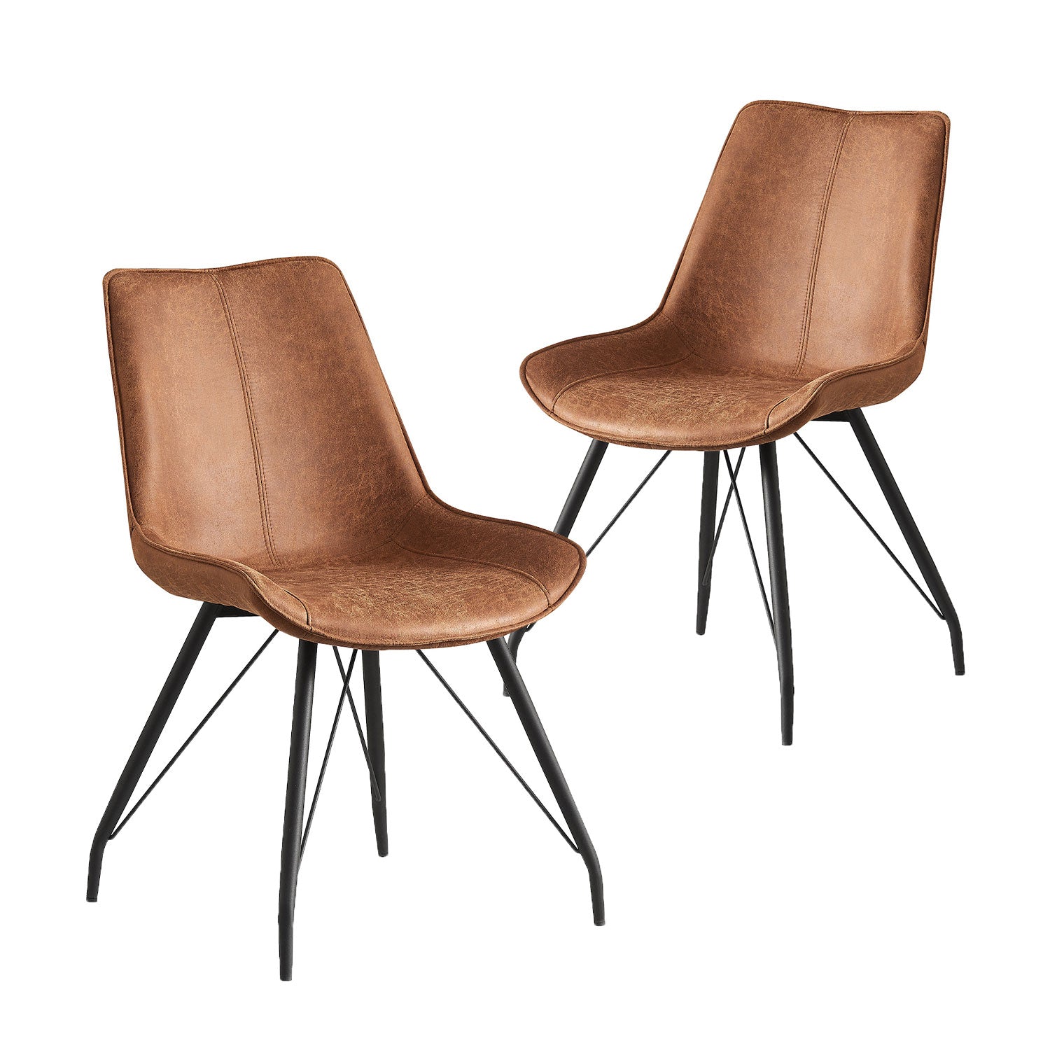 Esszimmerstühle 2er Set MATS – Polsterstuhl in Vintage-Lederoptik mit Metallgestell | B&D home