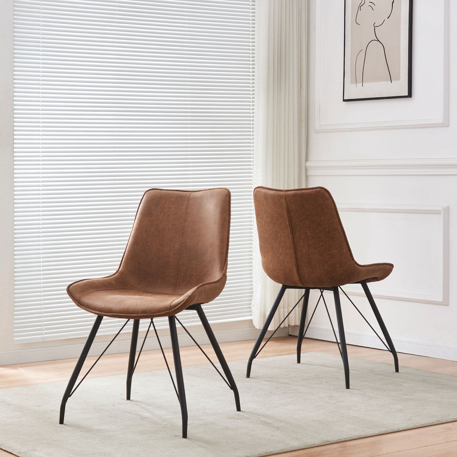 Esszimmerstühle 2er Set MATS – Polsterstuhl in Vintage-Lederoptik mit Metallgestell | B&D home