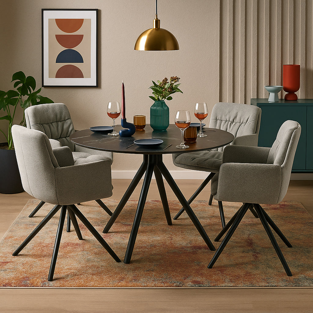 Esszimmerstuhl CAZAR – Drehbarer Polsterstuhl mit Armlehne & Metallgestell | B&D home