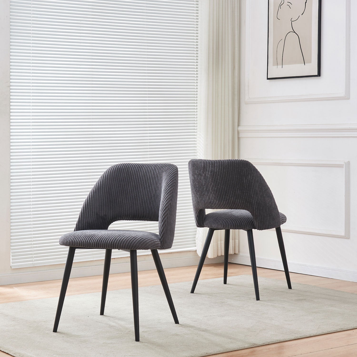 Esszimmerstühle 2er Set VICKY – Polsterstuhl aus Cordstoff mit Metallgestell | B&D home