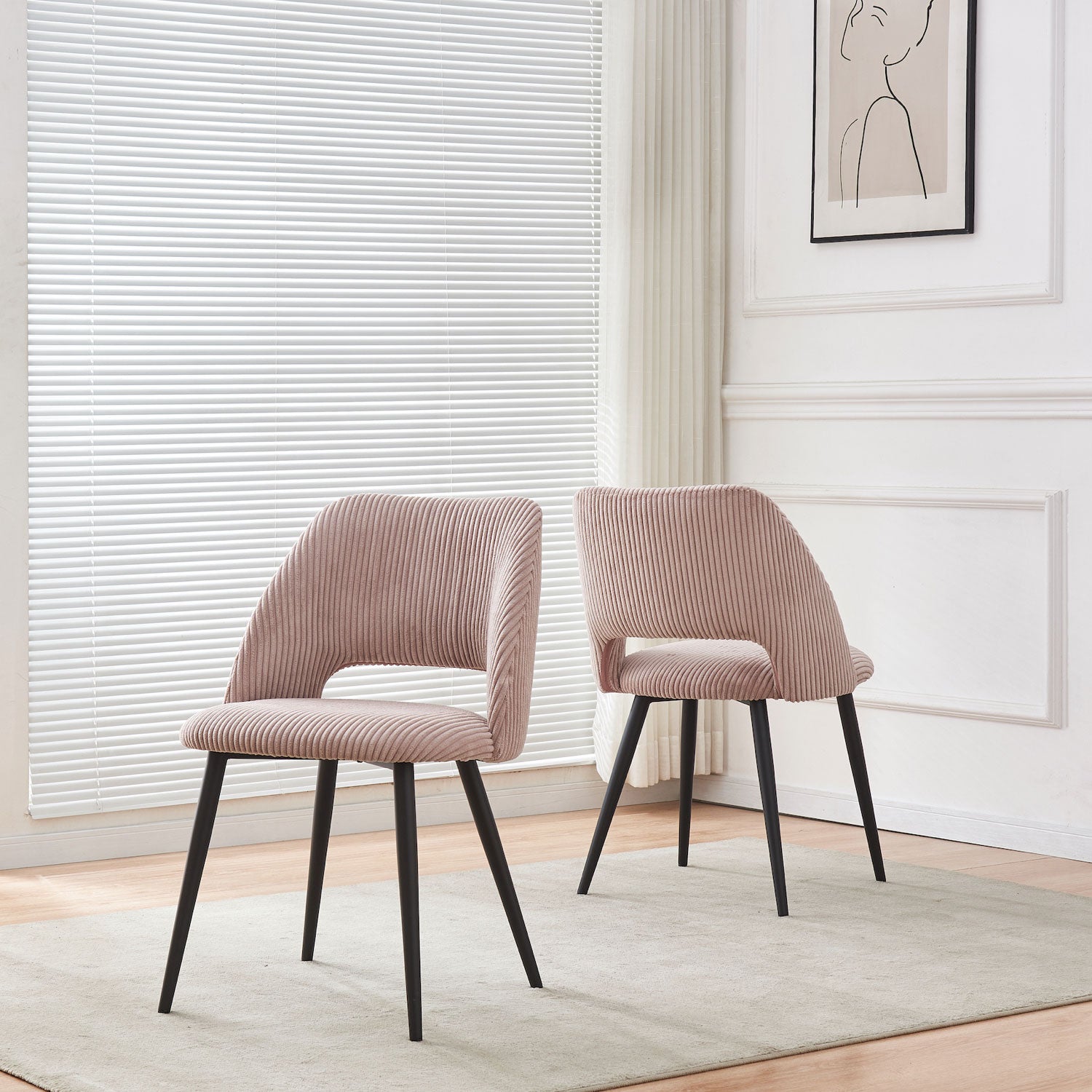 Esszimmerstühle 2er Set VICKY – Polsterstuhl aus Cordstoff mit Metallgestell | B&D home