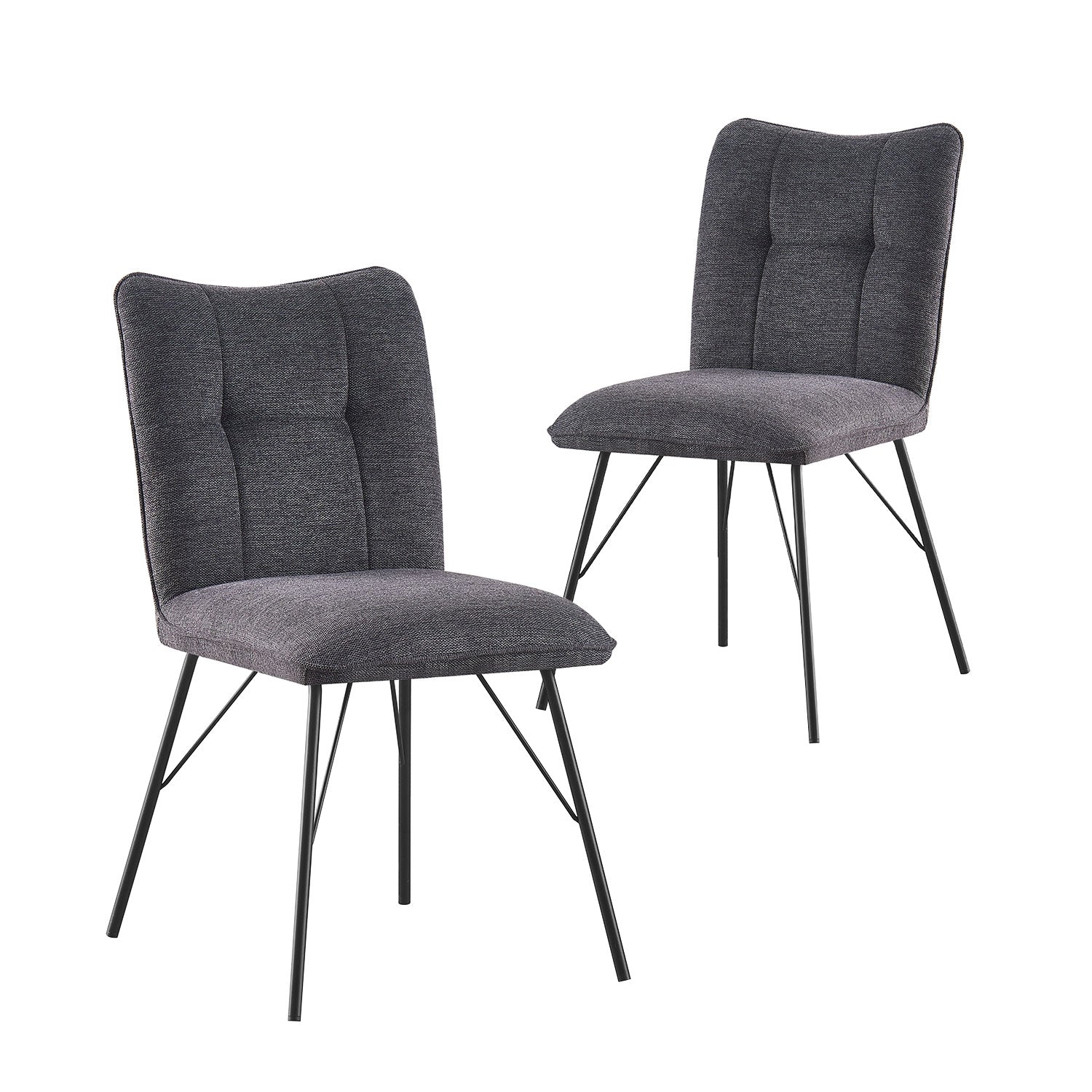 Esszimmerstühle 2er Set NELE – Polsterstuhl mit Steppung & Metallgestell | B&D home