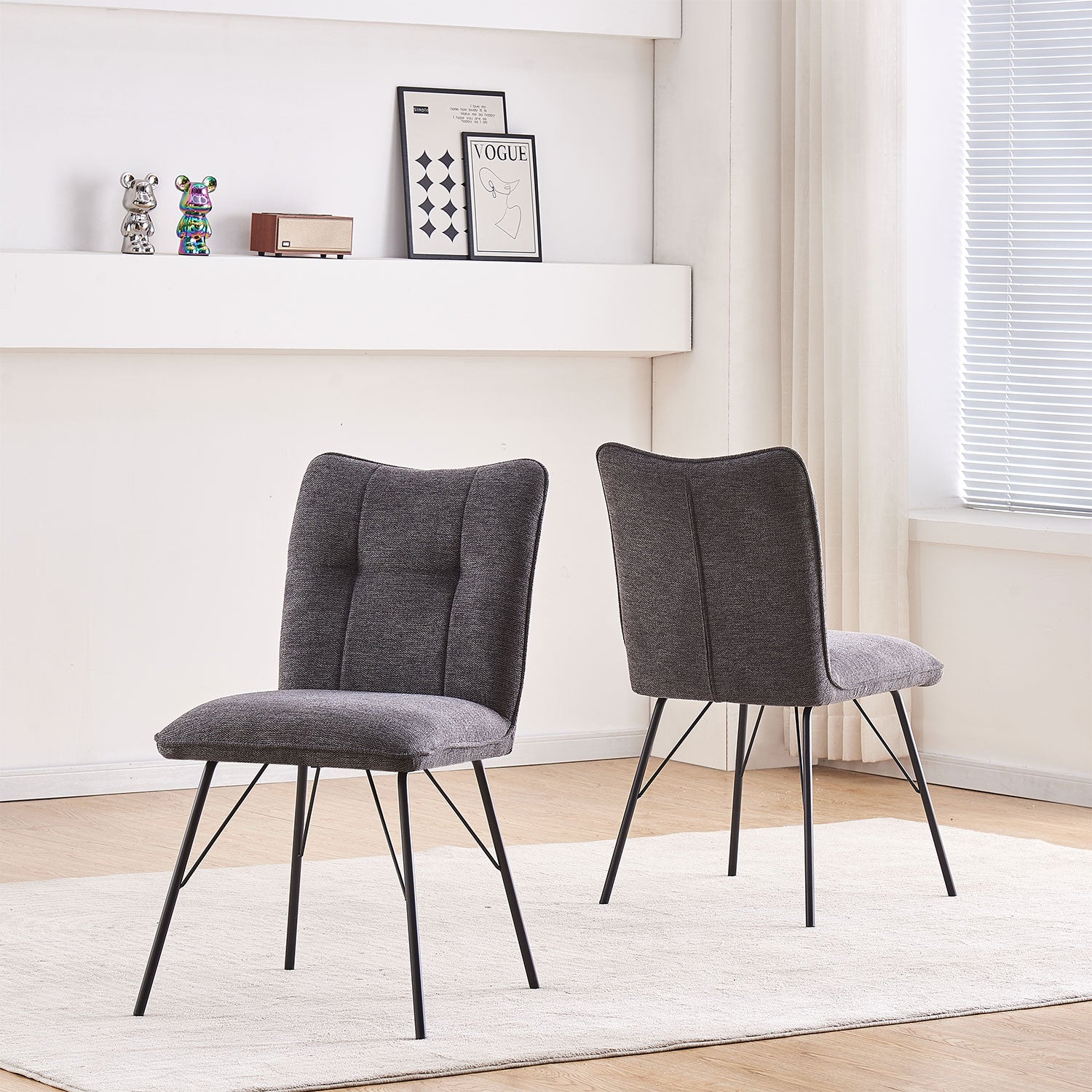 Esszimmerstühle 2er Set NELE – Polsterstuhl mit Steppung & Metallgestell | B&D home