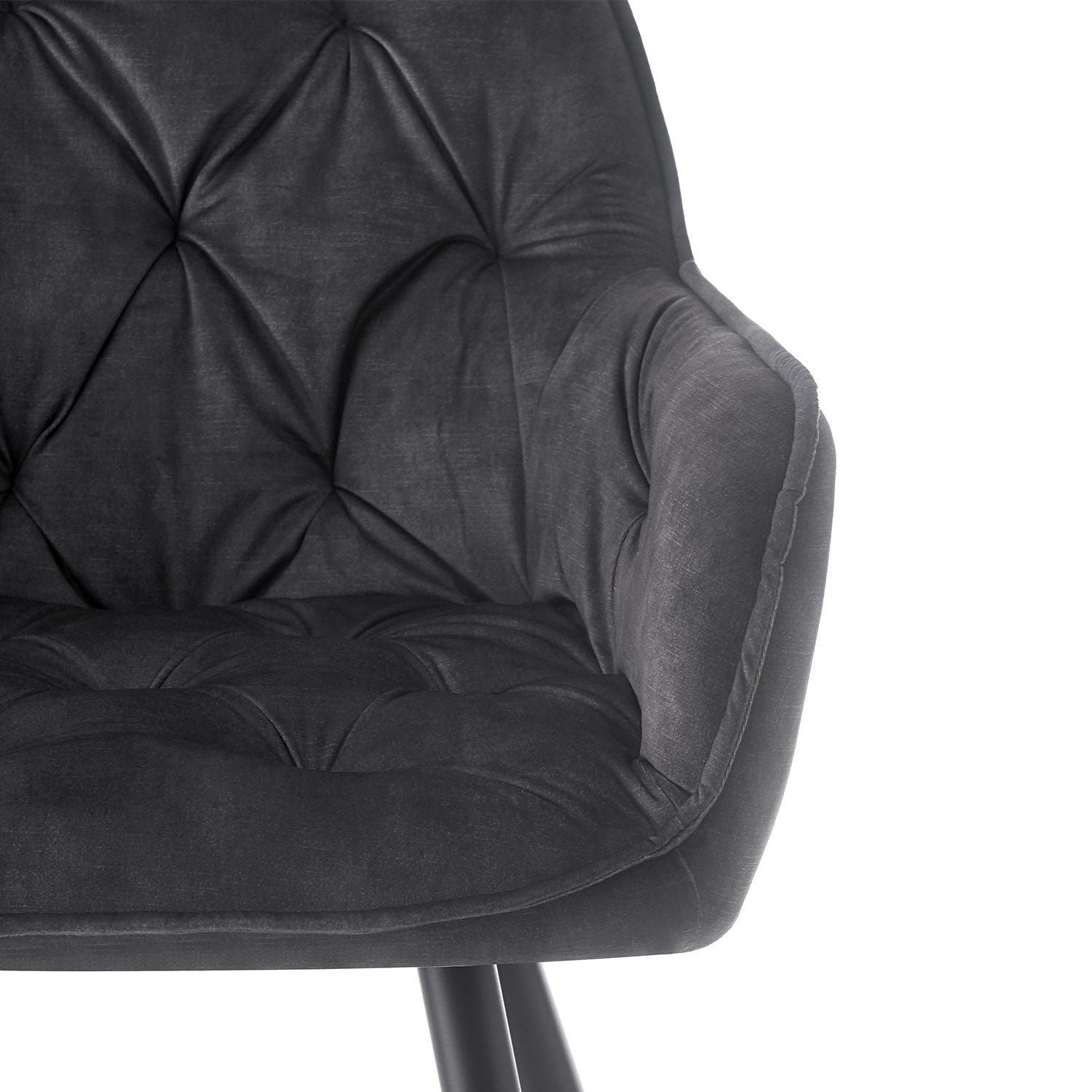 Drehstuhl DIETER 2er Set – Drehbarer Polsterstuhl mit Knopfsteppung & Metallgestell | B&D home