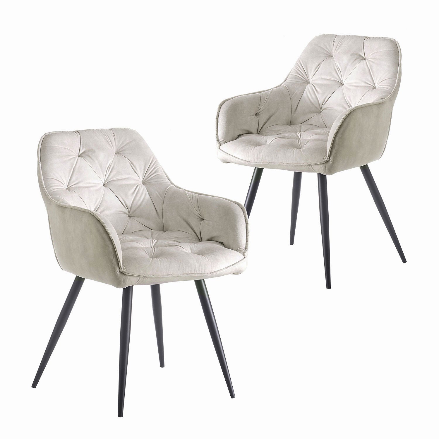 Drehstuhl DIETER 2er Set – Drehbarer Polsterstuhl mit Knopfsteppung & Metallgestell | B&D home