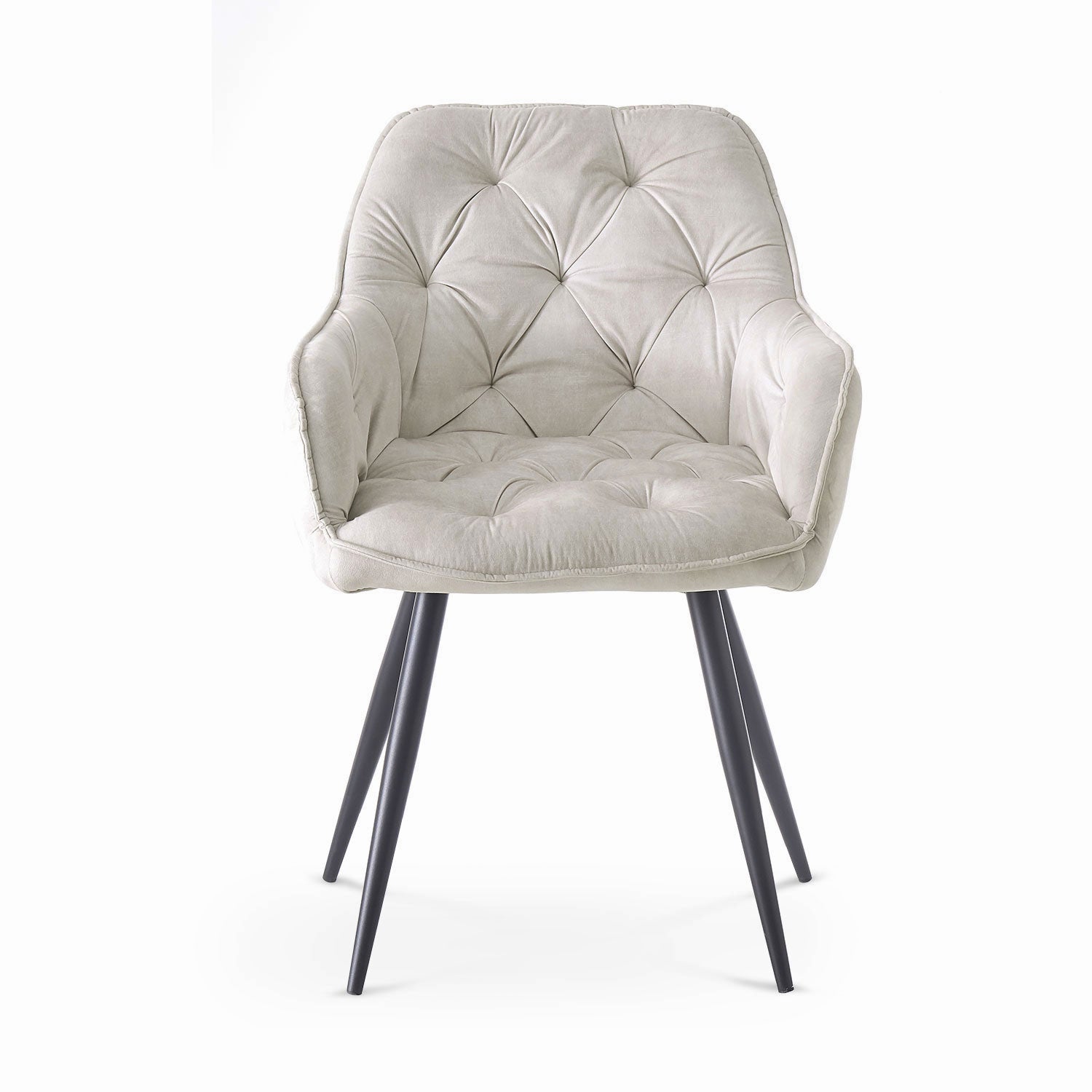 Drehstuhl DIETER 2er Set – Drehbarer Polsterstuhl mit Knopfsteppung & Metallgestell | B&D home