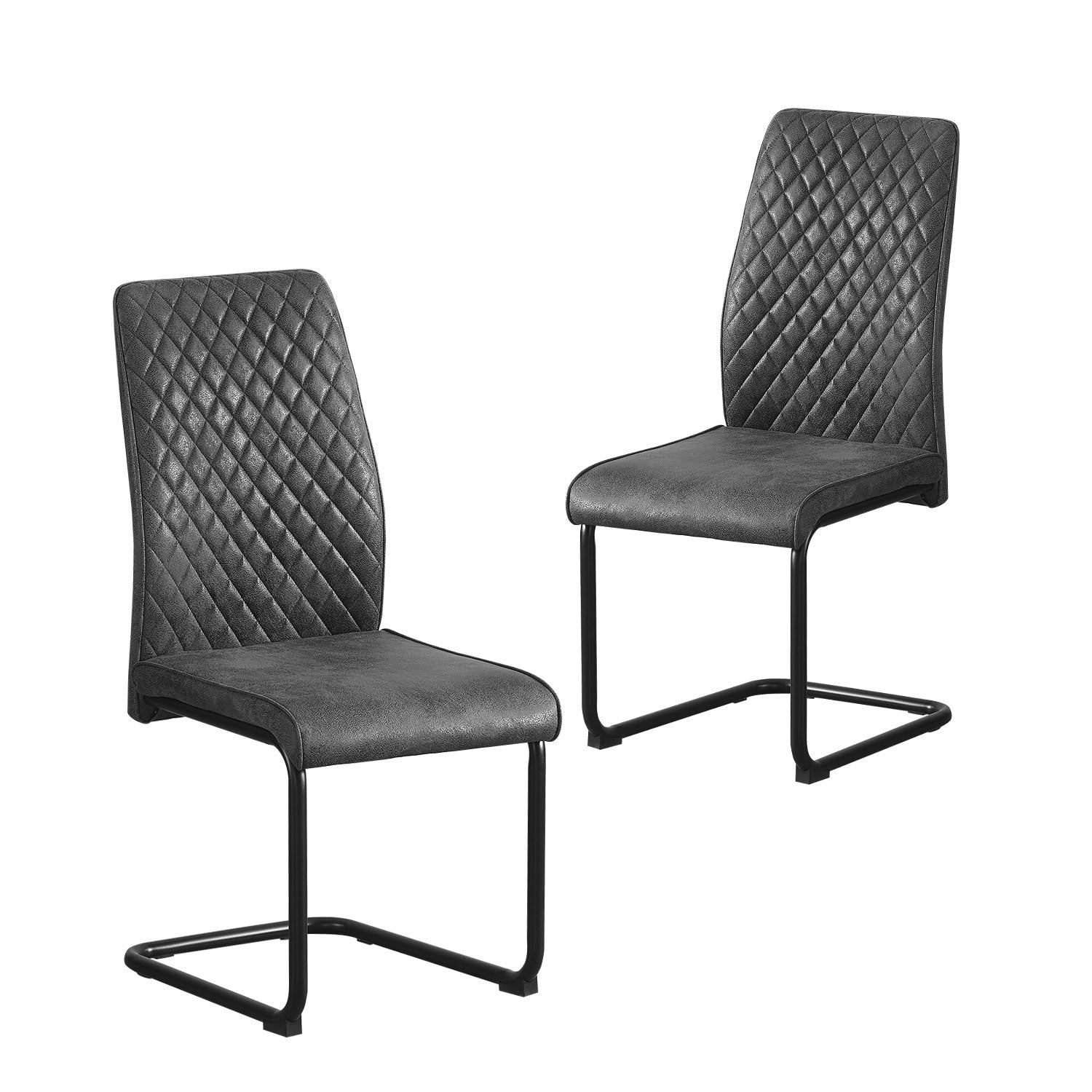 Esszimmerstühle 2er Set THEO – Schwingstuhl mit Steppdesign & Kunstlederbezug | B&D home