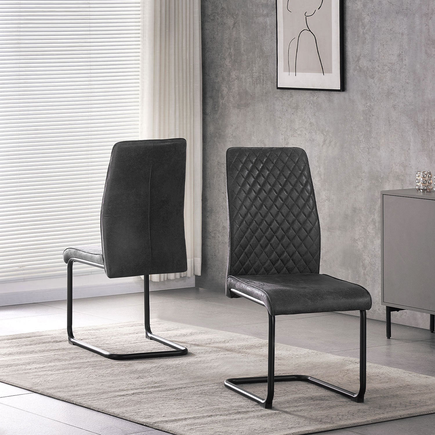 Esszimmerstühle 2er Set THEO – Schwingstuhl mit Steppdesign & Kunstlederbezug | B&D home