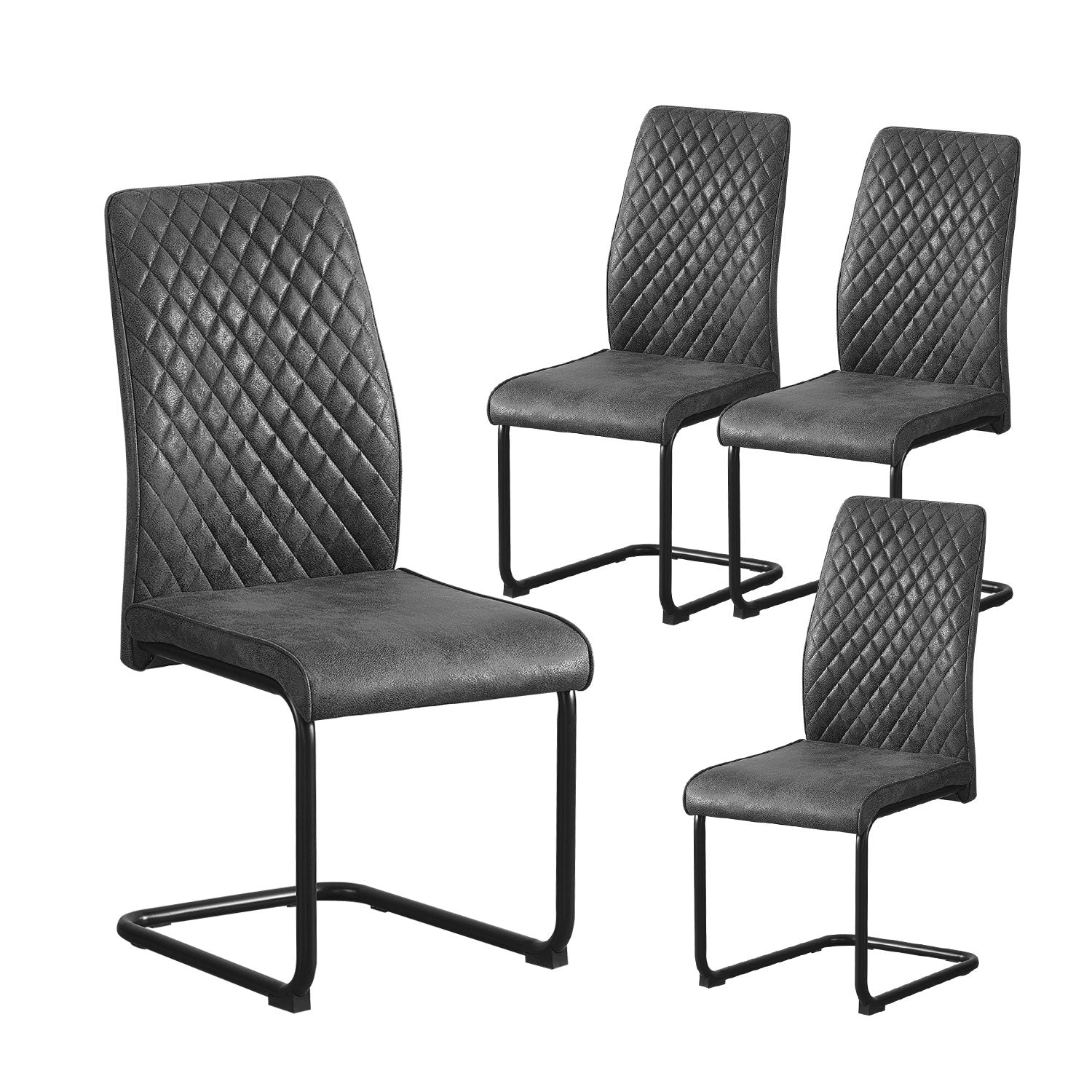 Esszimmerstühle 2er Set THEO – Schwingstuhl mit Steppdesign & Kunstlederbezug | B&D home