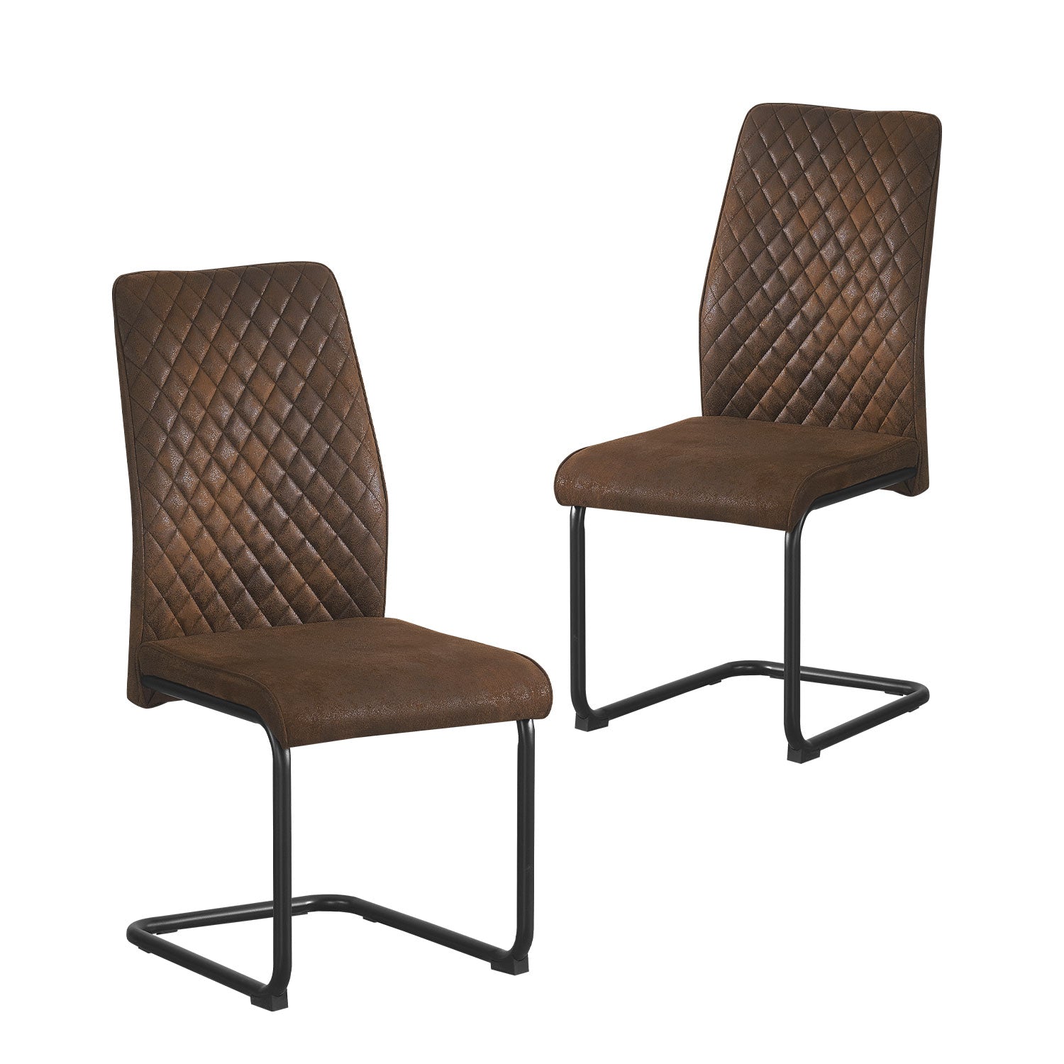 Esszimmerstühle 2er Set THEO – Schwingstuhl mit Steppdesign & Kunstlederbezug | B&D home