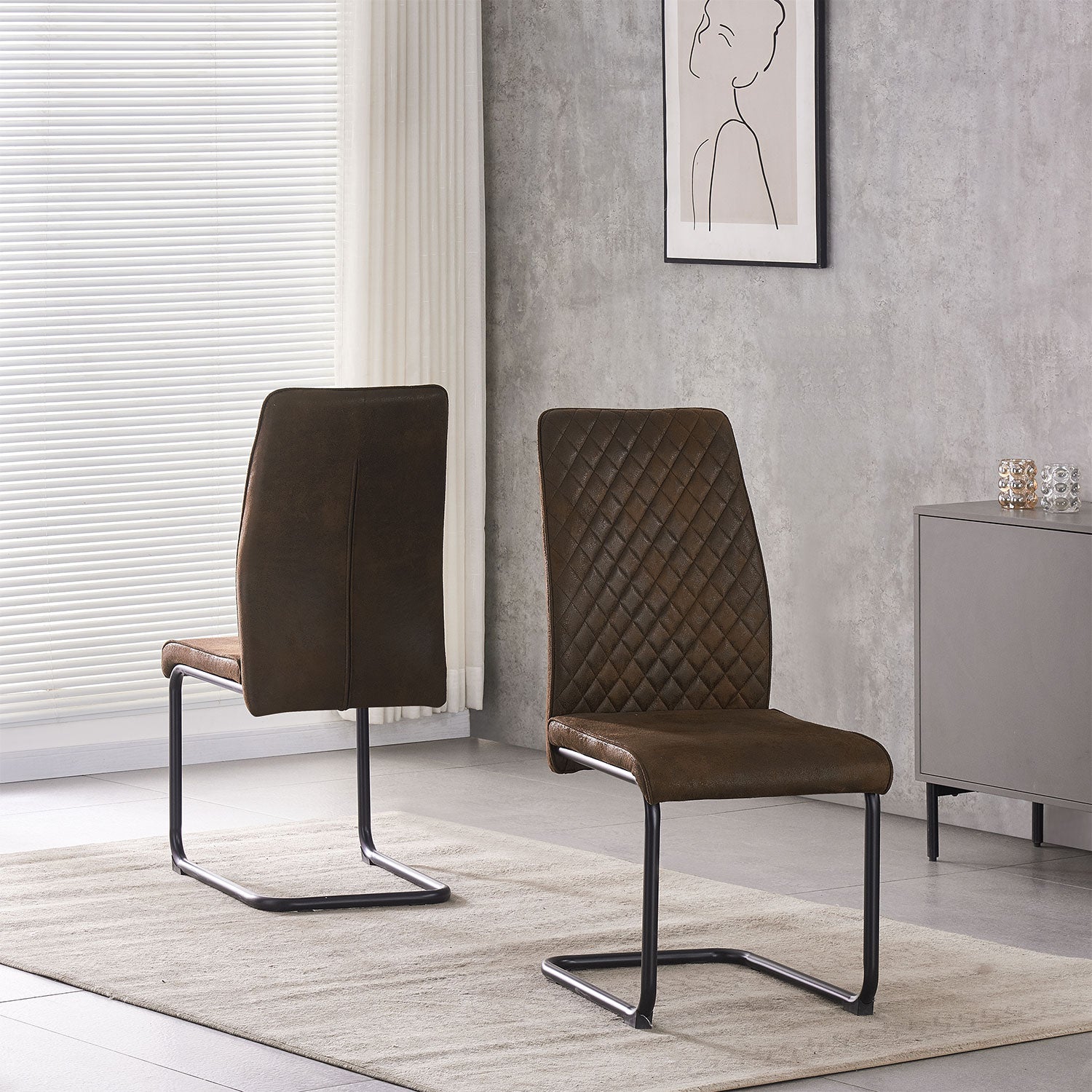 Esszimmerstühle 2er Set THEO – Schwingstuhl mit Steppdesign & Kunstlederbezug | B&D home
