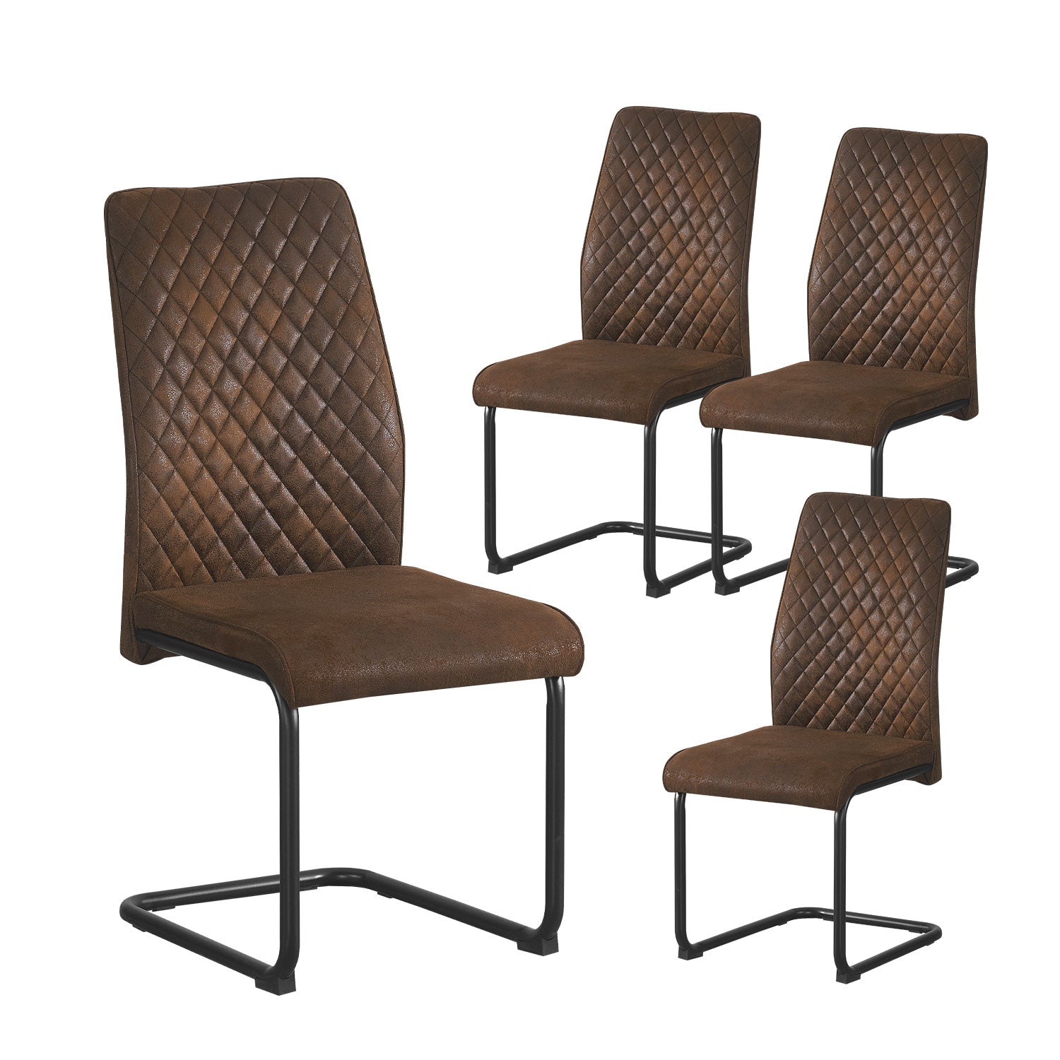 Esszimmerstühle 2er Set THEO – Schwingstuhl mit Steppdesign & Kunstlederbezug | B&D home
