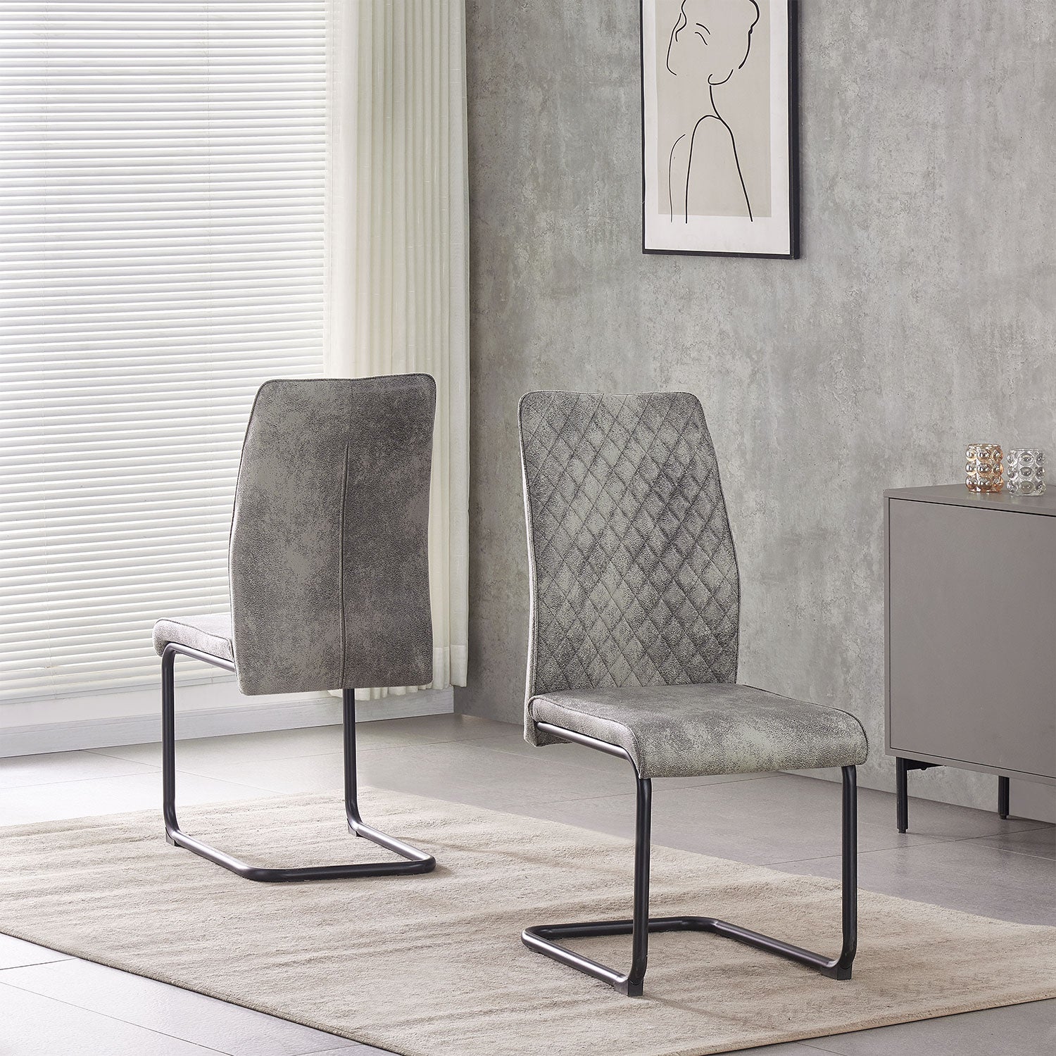 Esszimmerstühle 2er Set THEO – Schwingstuhl mit Steppdesign & Kunstlederbezug | B&D home