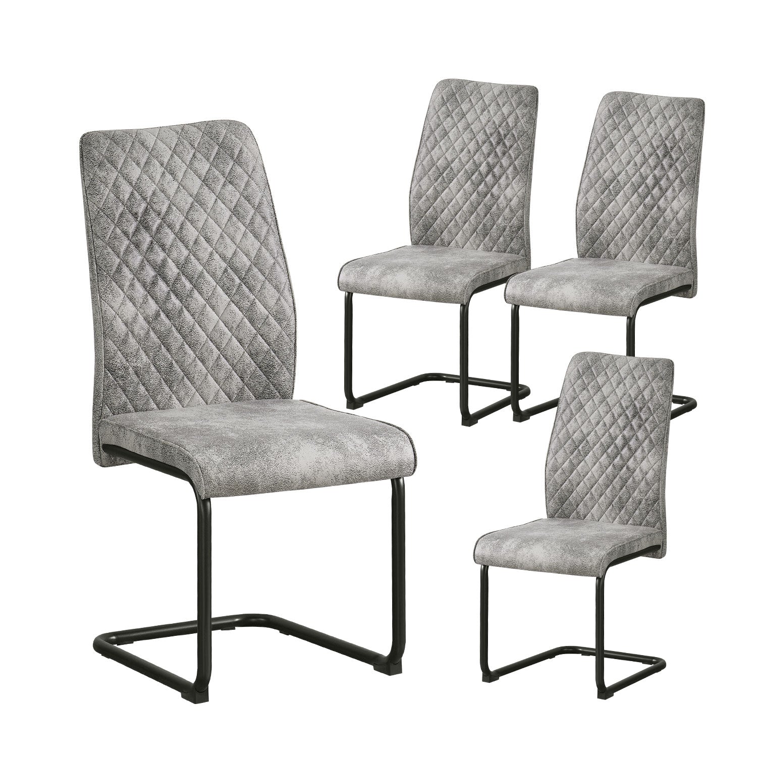 Esszimmerstühle 2er Set THEO – Schwingstuhl mit Steppdesign & Kunstlederbezug | B&D home