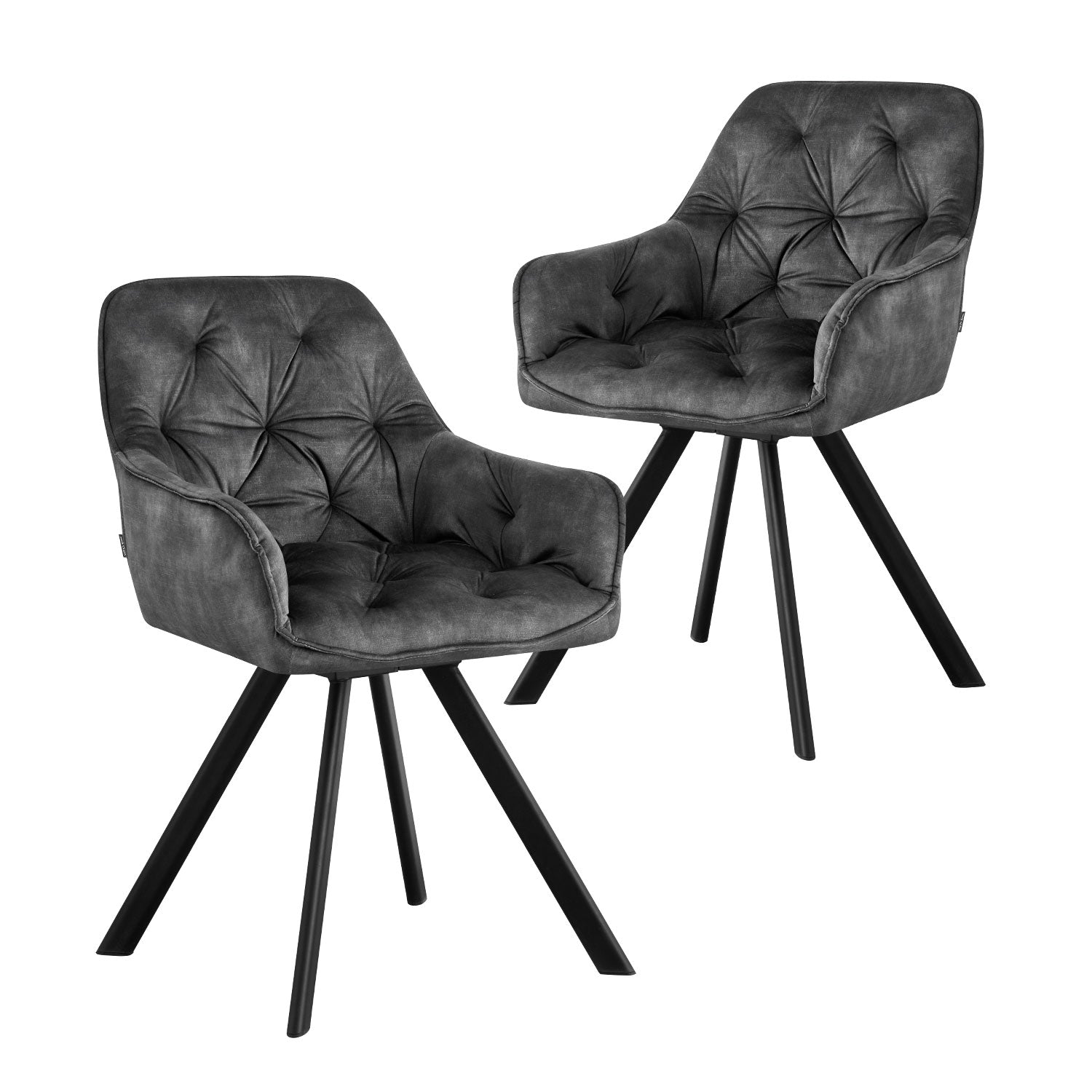 B-Ware Esszimmerstuhl DIETER, 2er Set, drehbar, Anthrazit | komfortabel & stilvoll | B&D home