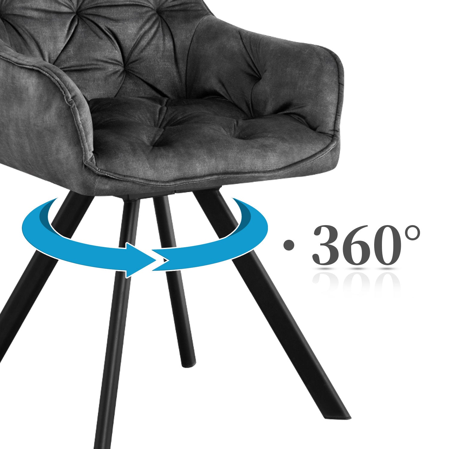 B-Ware Esszimmerstuhl DIETER, 2er Set, drehbar, Anthrazit | komfortabel & stilvoll | B&D home
