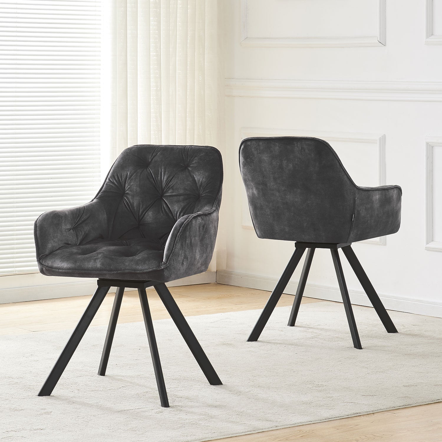 B-Ware Esszimmerstuhl DIETER, 2er Set, drehbar, Anthrazit | komfortabel & stilvoll | B&D home
