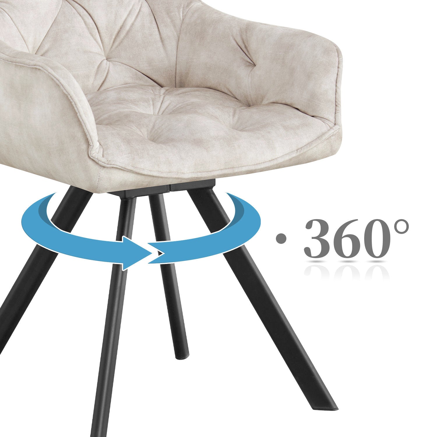 Drehstuhl DIETER 2er Set – Drehbarer Polsterstuhl mit Knopfsteppung & Metallgestell | B&D home