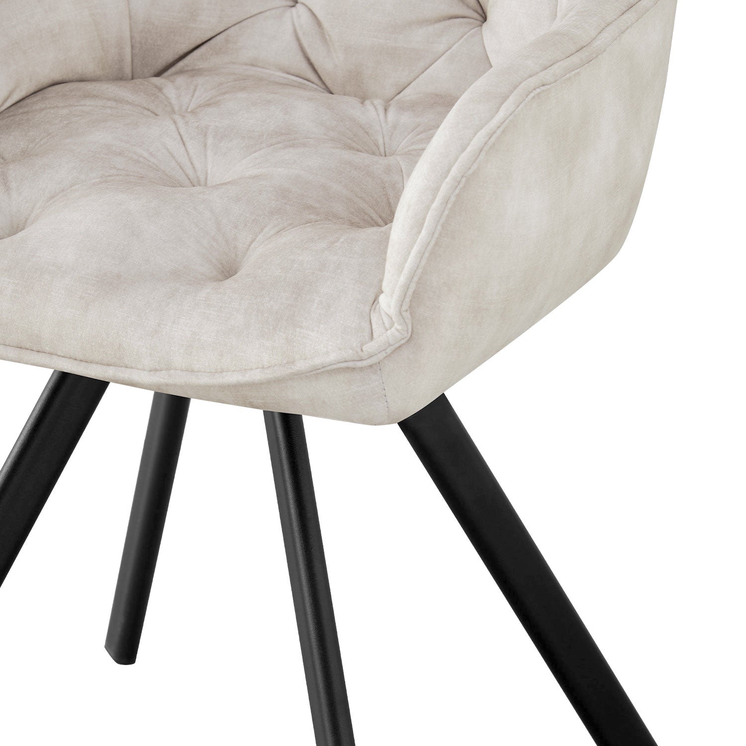 Drehstuhl DIETER 2er Set – Drehbarer Polsterstuhl mit Knopfsteppung & Metallgestell | B&D home