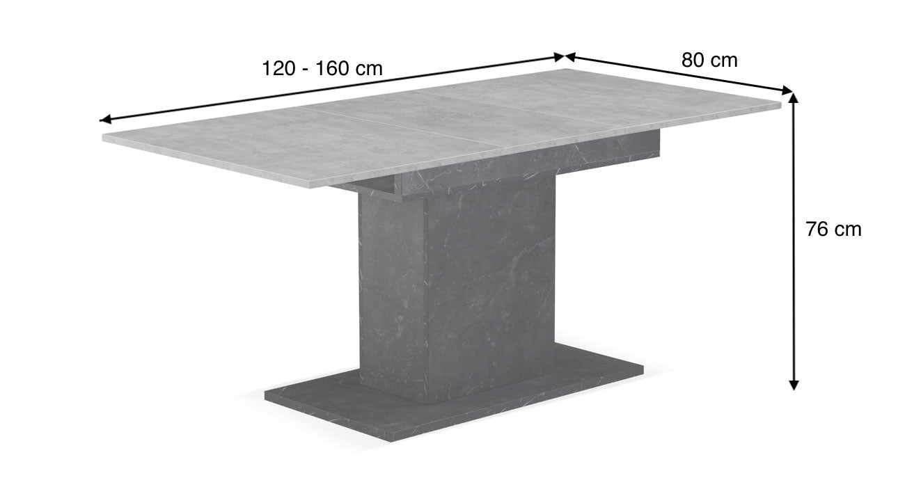 Maßbild für Ausziehtisch BOSCO | praktisch & modern | B&D home