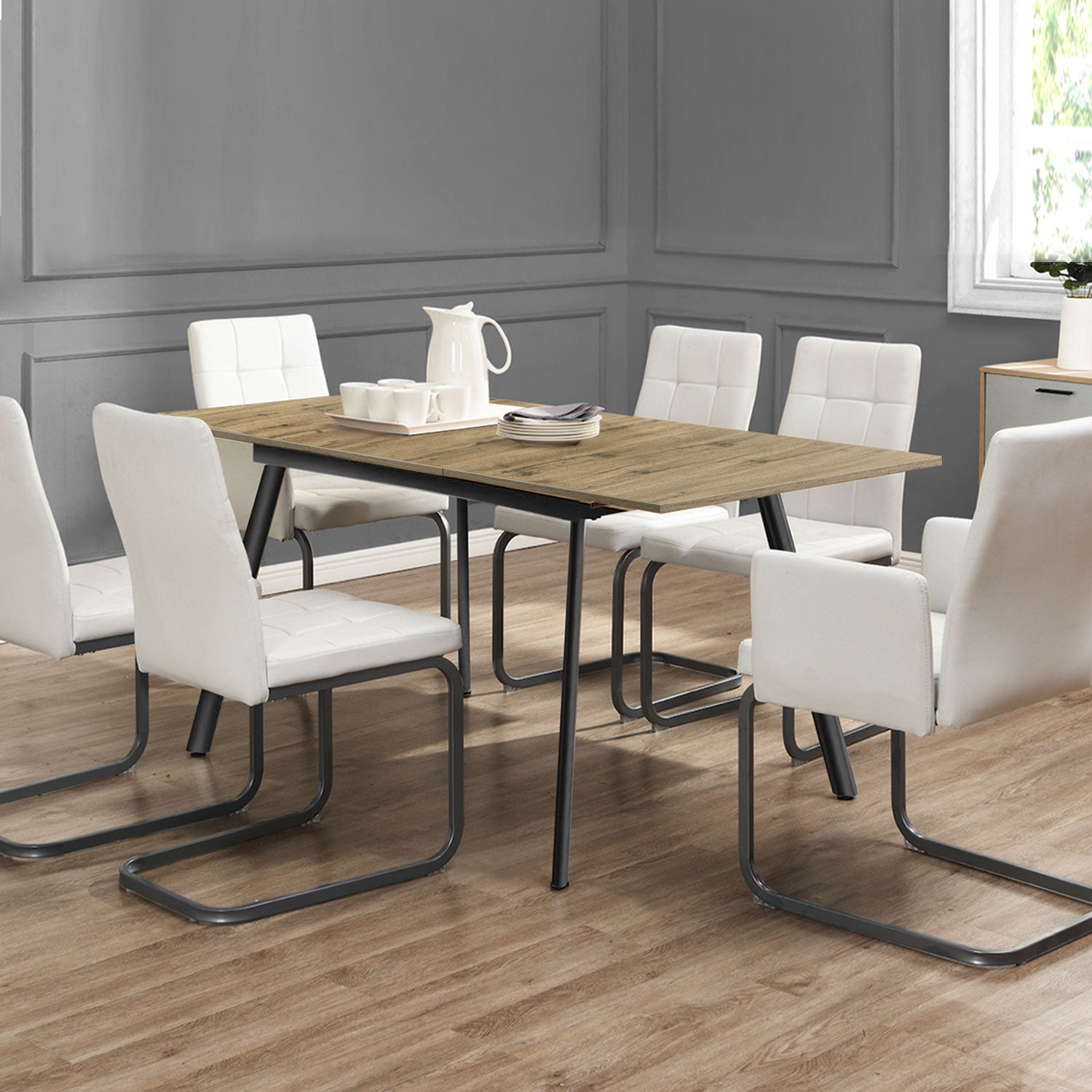 Esstisch MARA – Ausziehbarer Tisch mit Keramik-Tischplatte & Metallgestell | B&D home