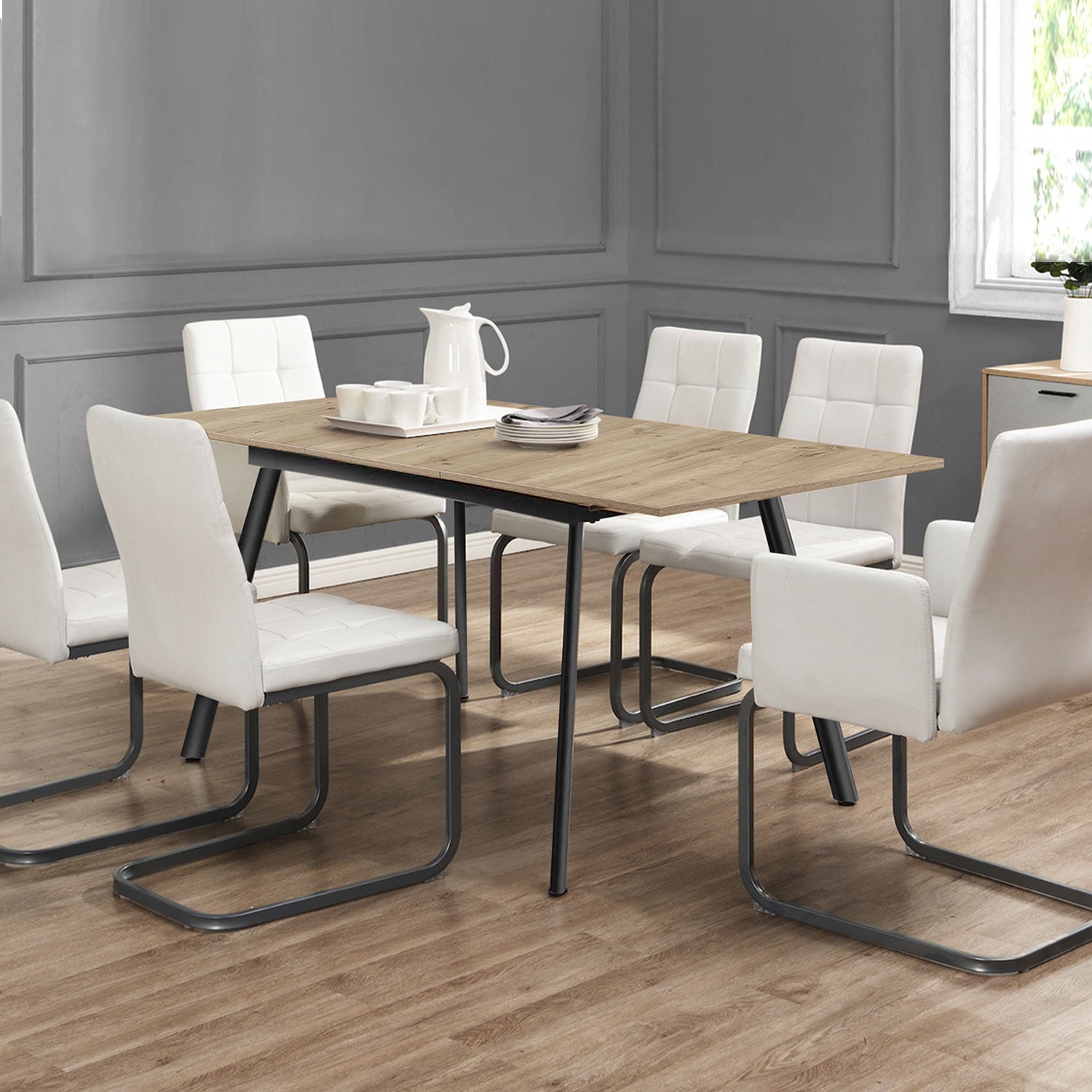 Esstisch MARA – Ausziehbarer Tisch mit Keramik-Tischplatte & Metallgestell | B&D home