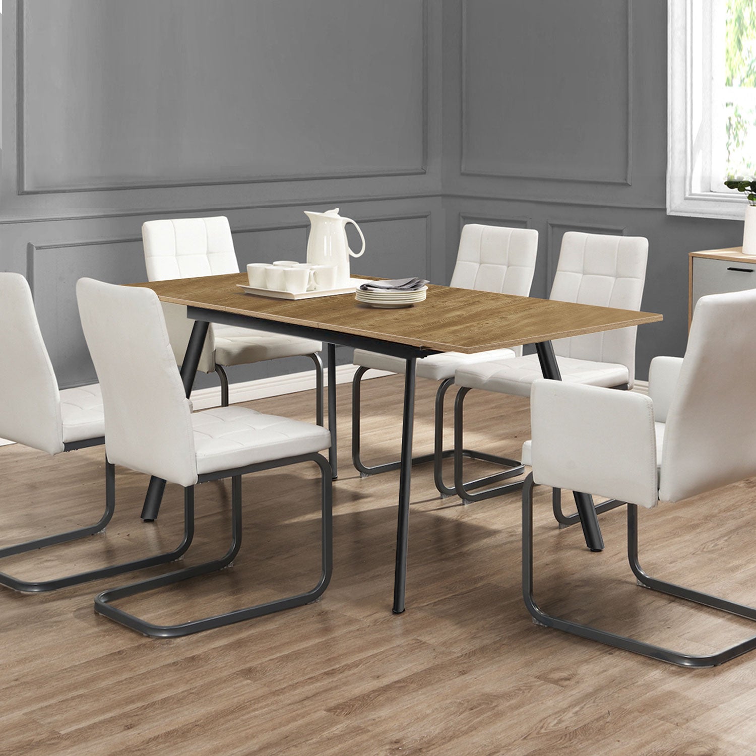 Esstisch MARA – Ausziehbarer Tisch mit Keramik-Tischplatte & Metallgestell | B&D home